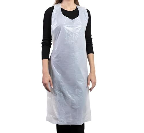 Disposable Plastic Aprons, 27.5 X 46 inches, Waterproof Bibs for Adults 50 pack