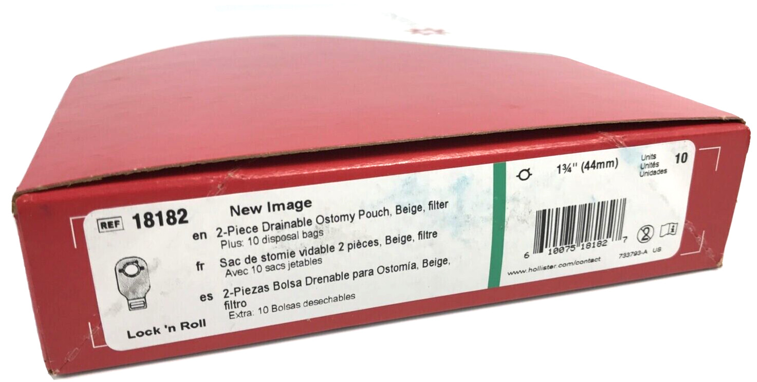 10 Hollister 18182 New Image 2-Pc Drainable Pouches 1¾” Flange Exp 2029