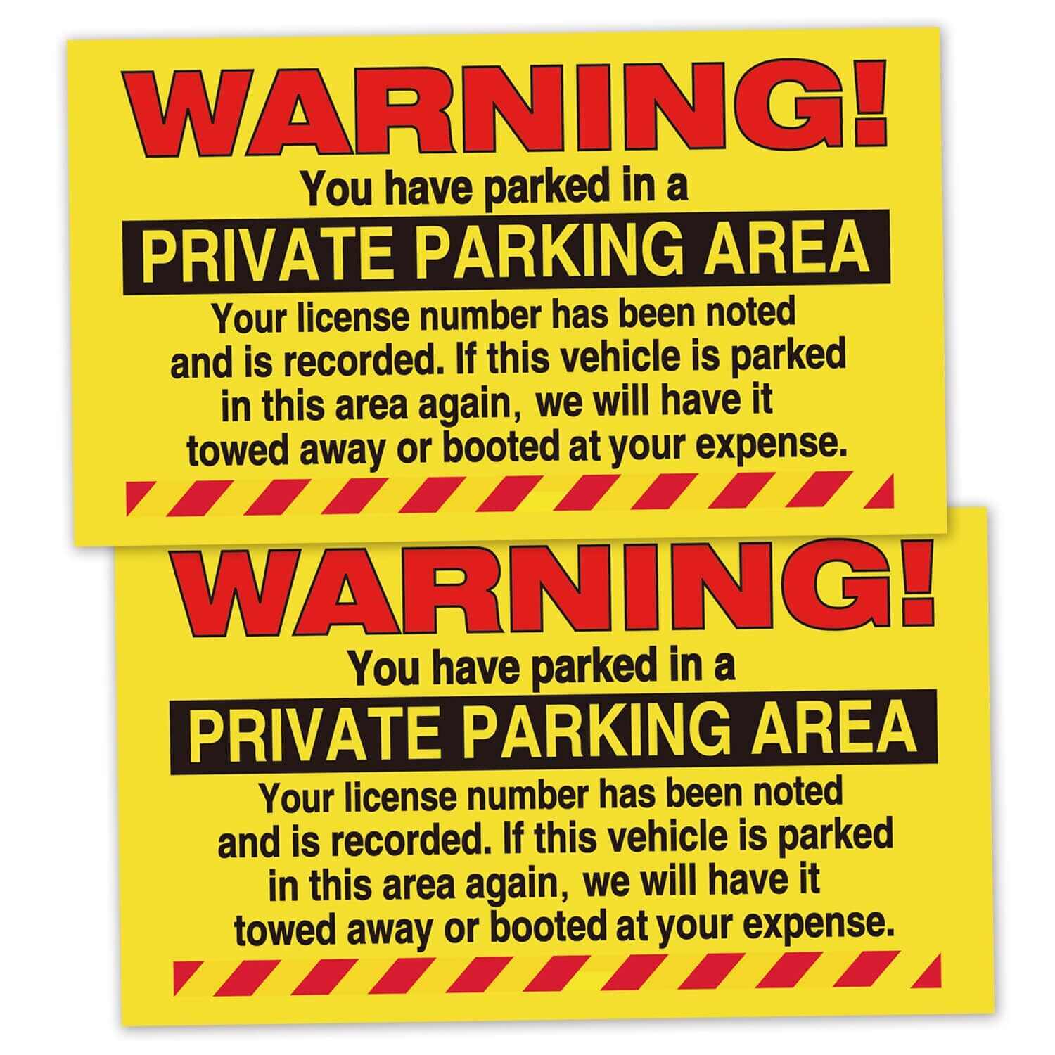 50 Parking Violation Stickers With YYou Have Parked in a Private Parking Area…