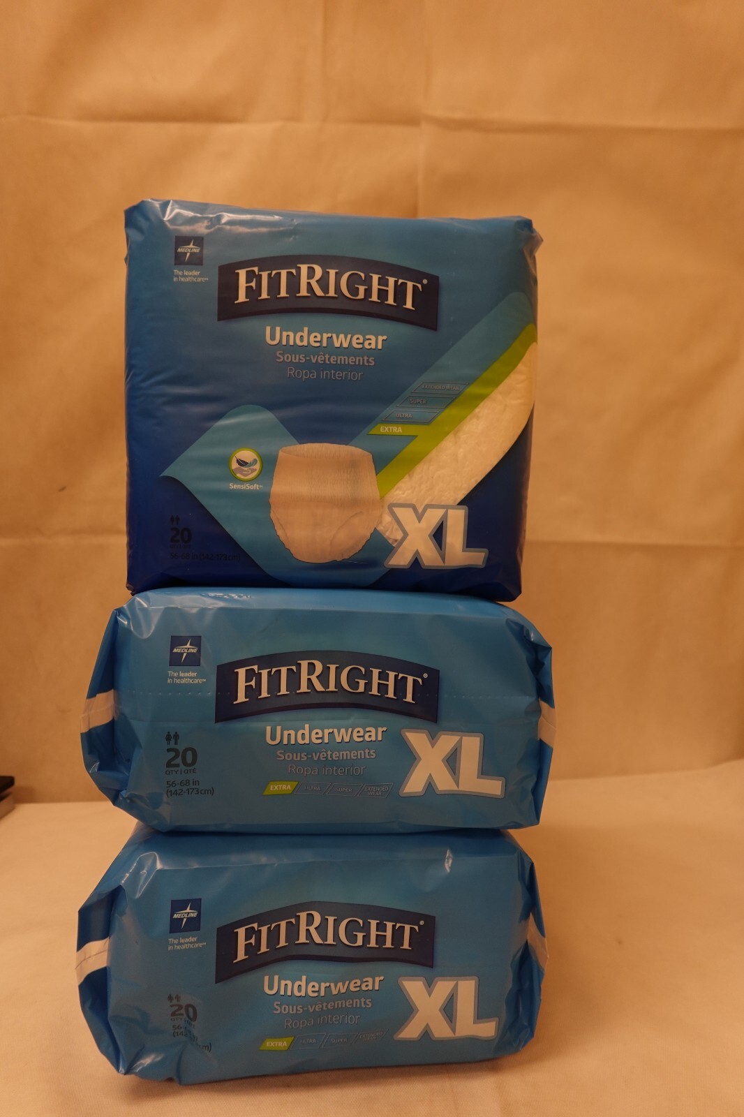 Medline FitRight EXTRA Underwear SIXTY Pairs (60) XL Unisex Moderate Absorbency