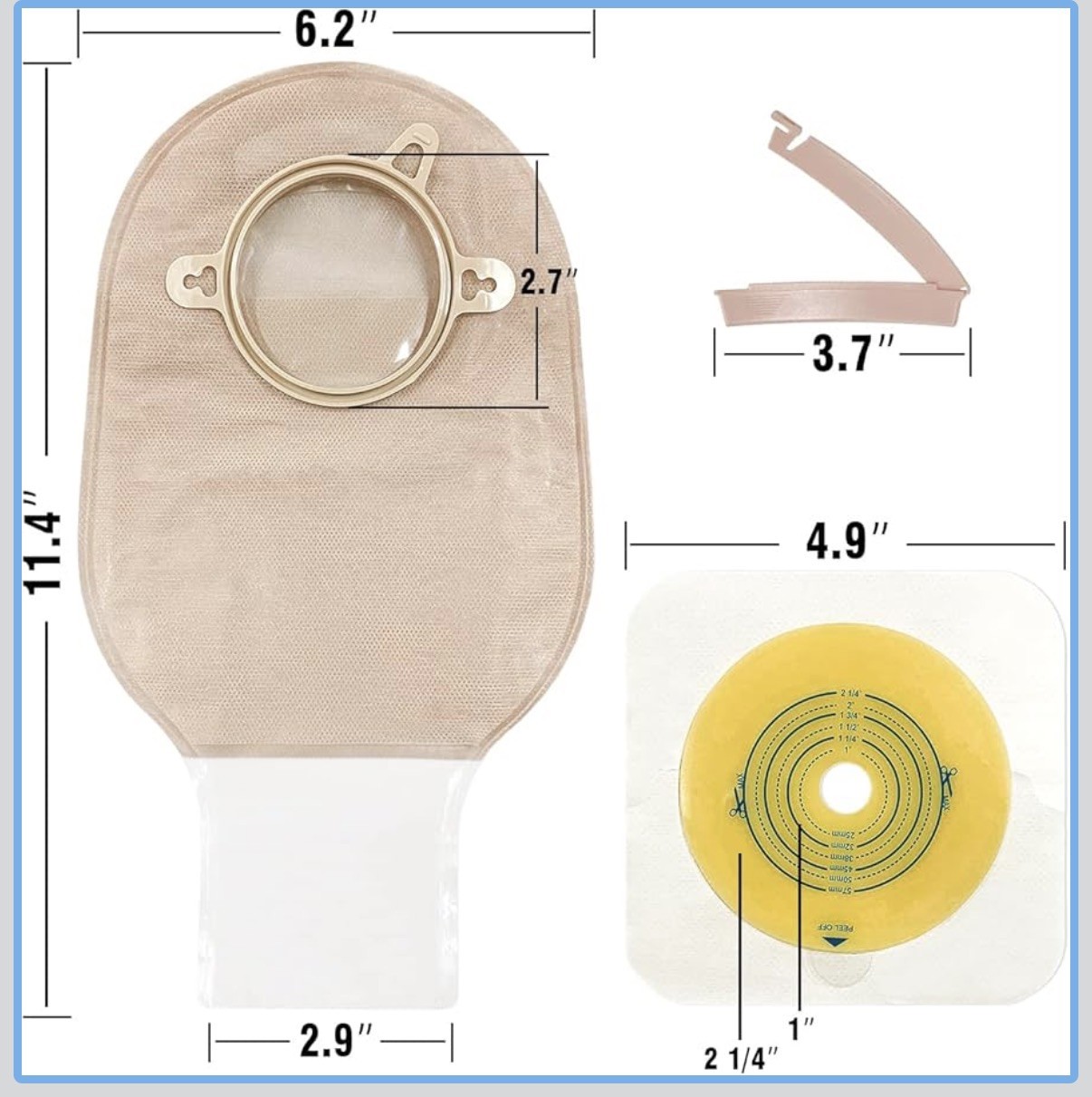 Carbou 41 PCS Ostomy Bags Colostomy Ileostomy Supplies Clamp Drainable Pouches