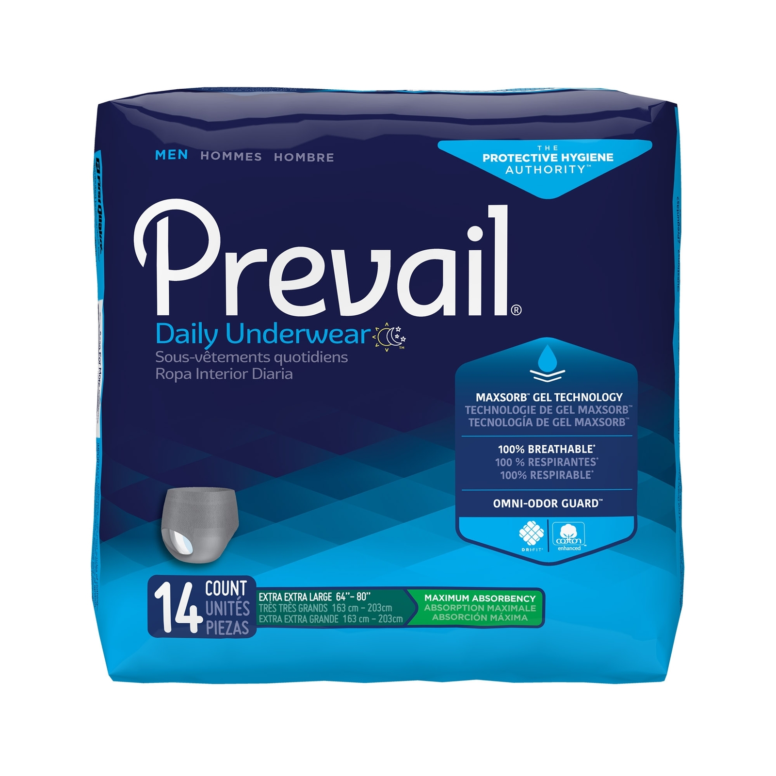 Prevail Disposable Underwear Male 2X-Large Maximum 56 Ct