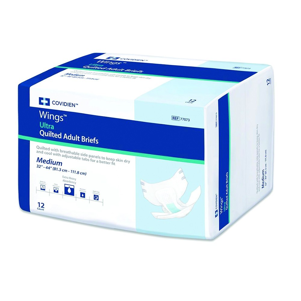 WINGS ULTRA QUILTED ADULT BRIEF, X- HEAVY ABSORBENCY, MED, 32″- 44″ WAIST 12/bg