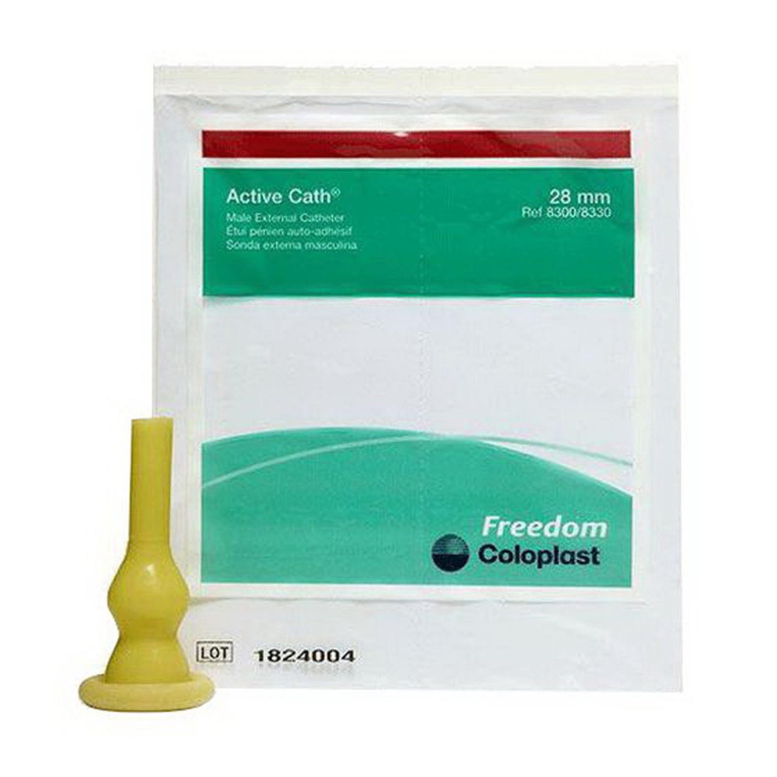 Active Cath Latex Sports Type Male External Catheter 28 mm 100 per Case