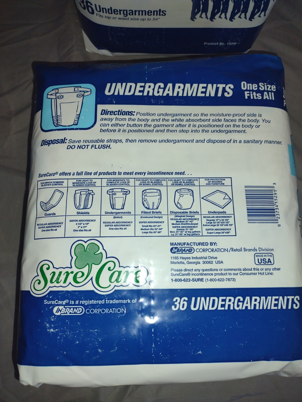60 Men’s disposable undergarments, Super Absorbency, one size fits all up to 54″