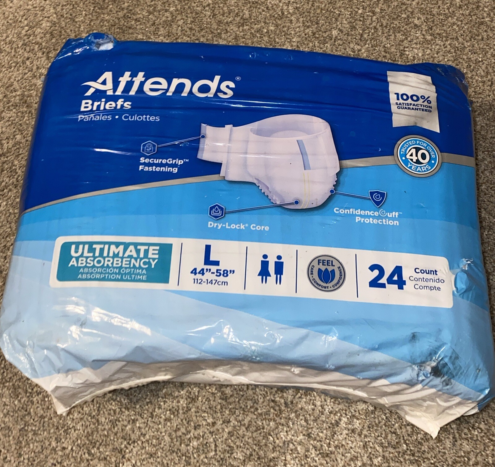 Attends Advanced Incontinence Brief L Contoured DDC30, Ultimate Absorb 24 Ct