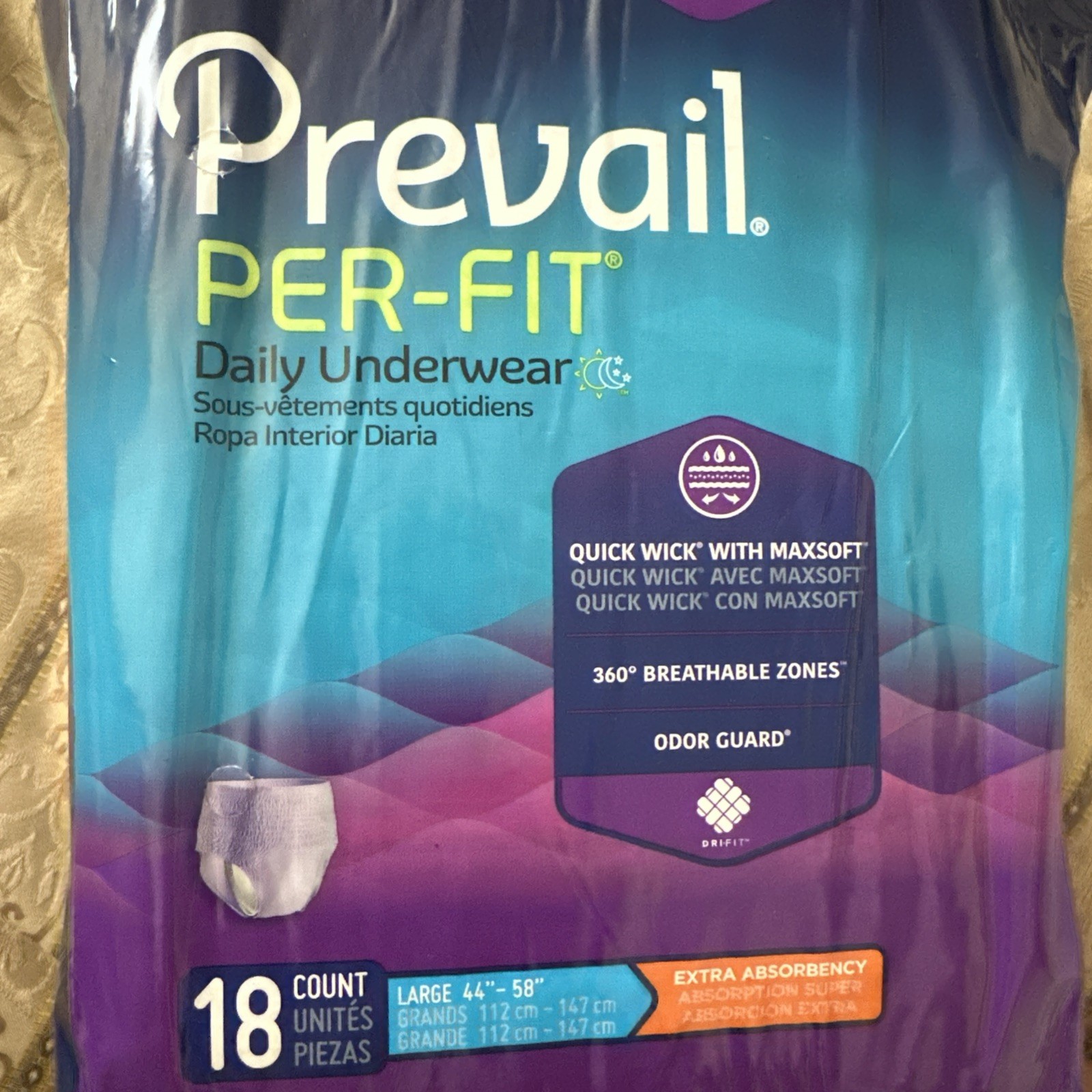 Prevail Per Fit for Women Adult Underwear Disposable Diaper, Large, 18Ct Bag