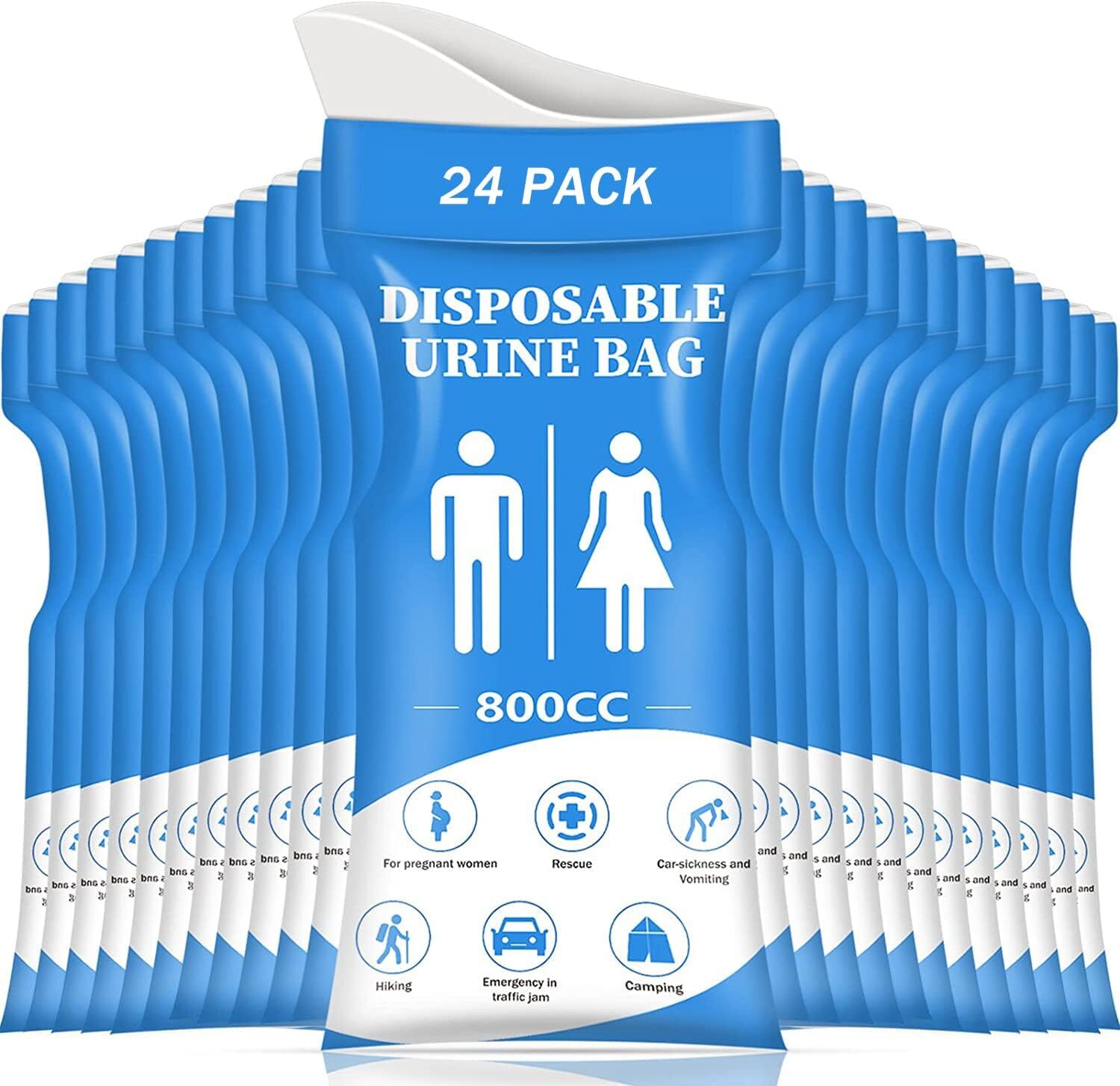 Disposable Urinal Bag, 12/24 Pcs 800ML Emergency Urine Bag, Unisex Urinal Bag, P