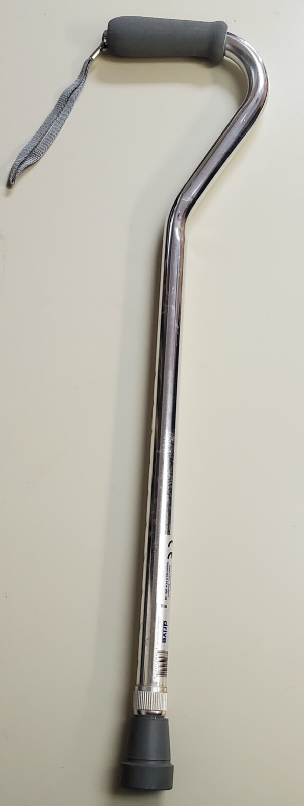 DRIVE 1 EA Walking Cane with Offset Handle with Foam Rubber Grip, Silver CHOP