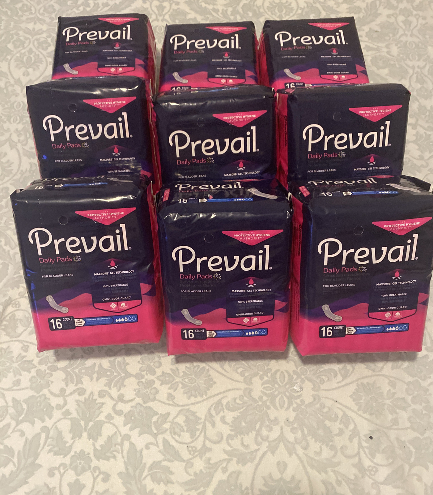 Prevail Bladder Control Pad, 11 Inch, Moderate Absorbency, Case of 144