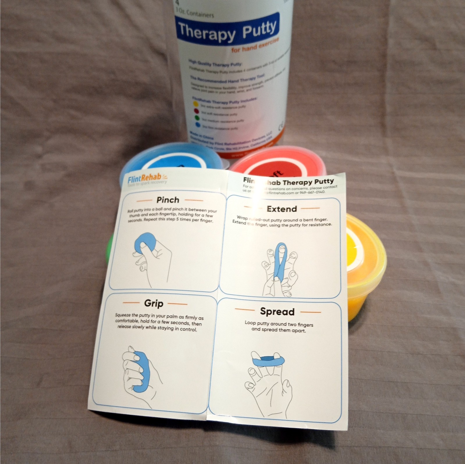 FlintRehab Therapy Putty for Hand Strengthening & Stress Relief – 4 Pack 3oz Ea.