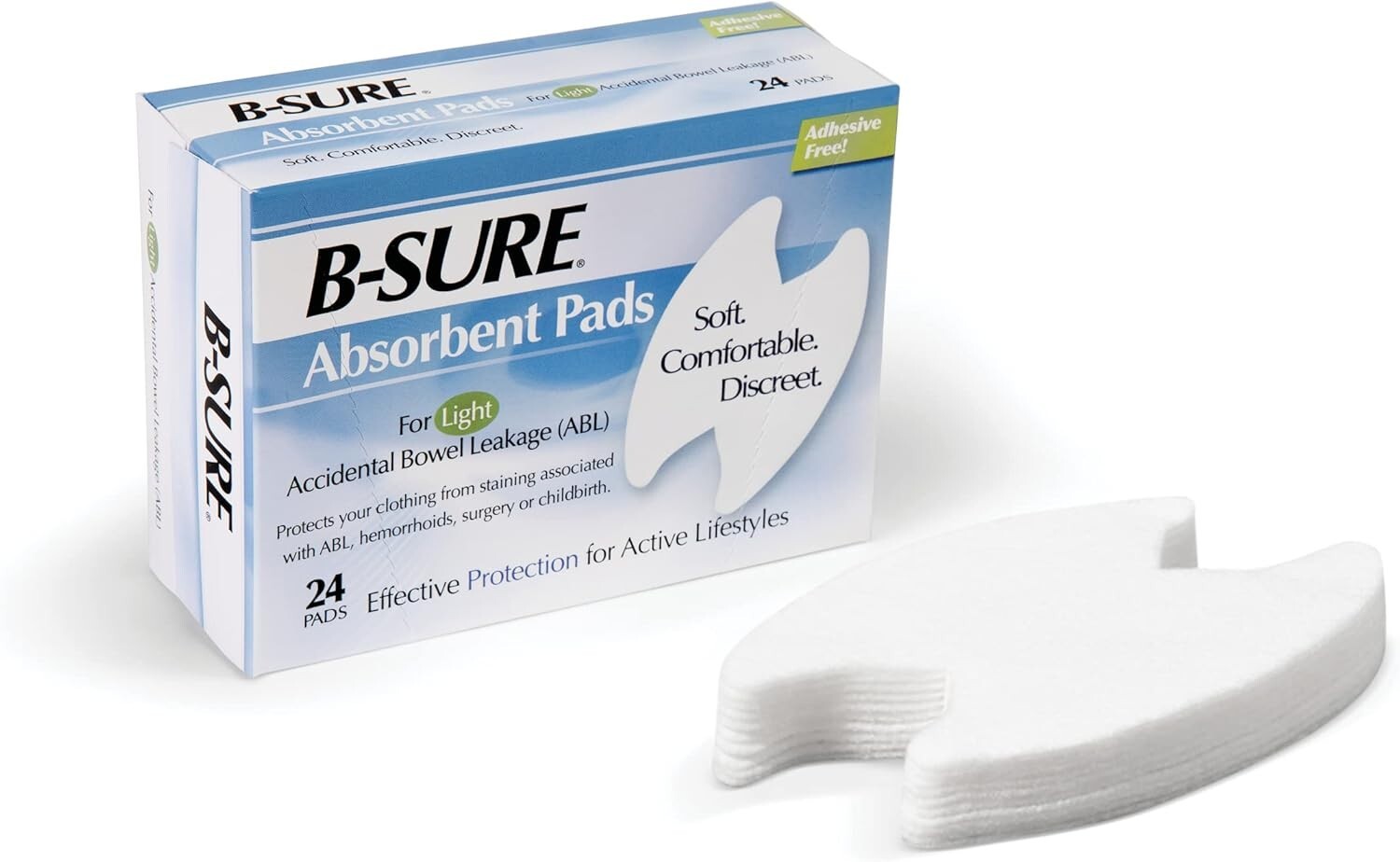 B-Sure 24 Anal Leakage Pads Box, Disposable Incontinence absorbency aid pads