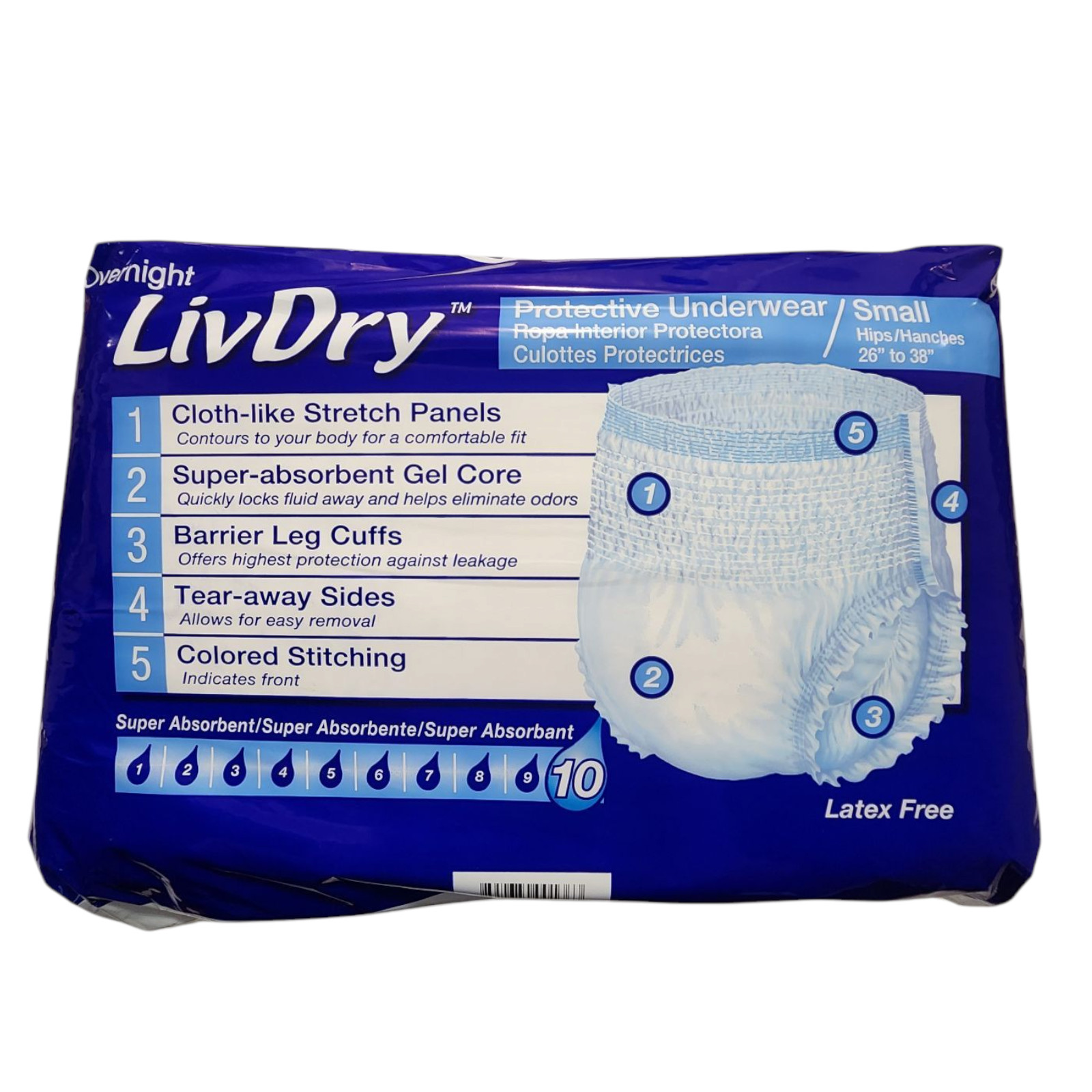 LivDry Adult S Incontinence Underwear Leak Protection Small,18-Pack