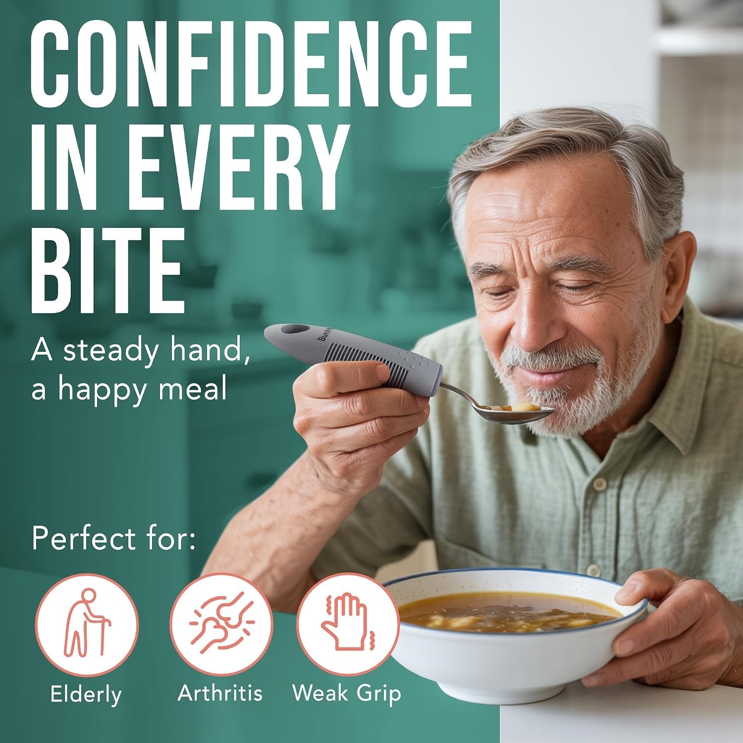 Lightweight Senior Dining Set – 4pc Adaptive Utensils with Easy Grip Handles