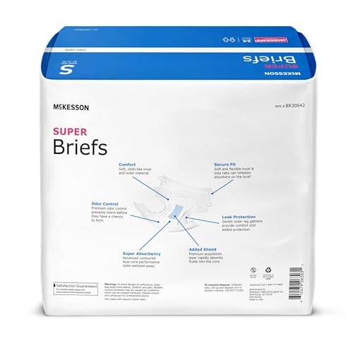 McKesson Super Adult Diapers S 20–32″, Moderate Absorbency, 96 Count