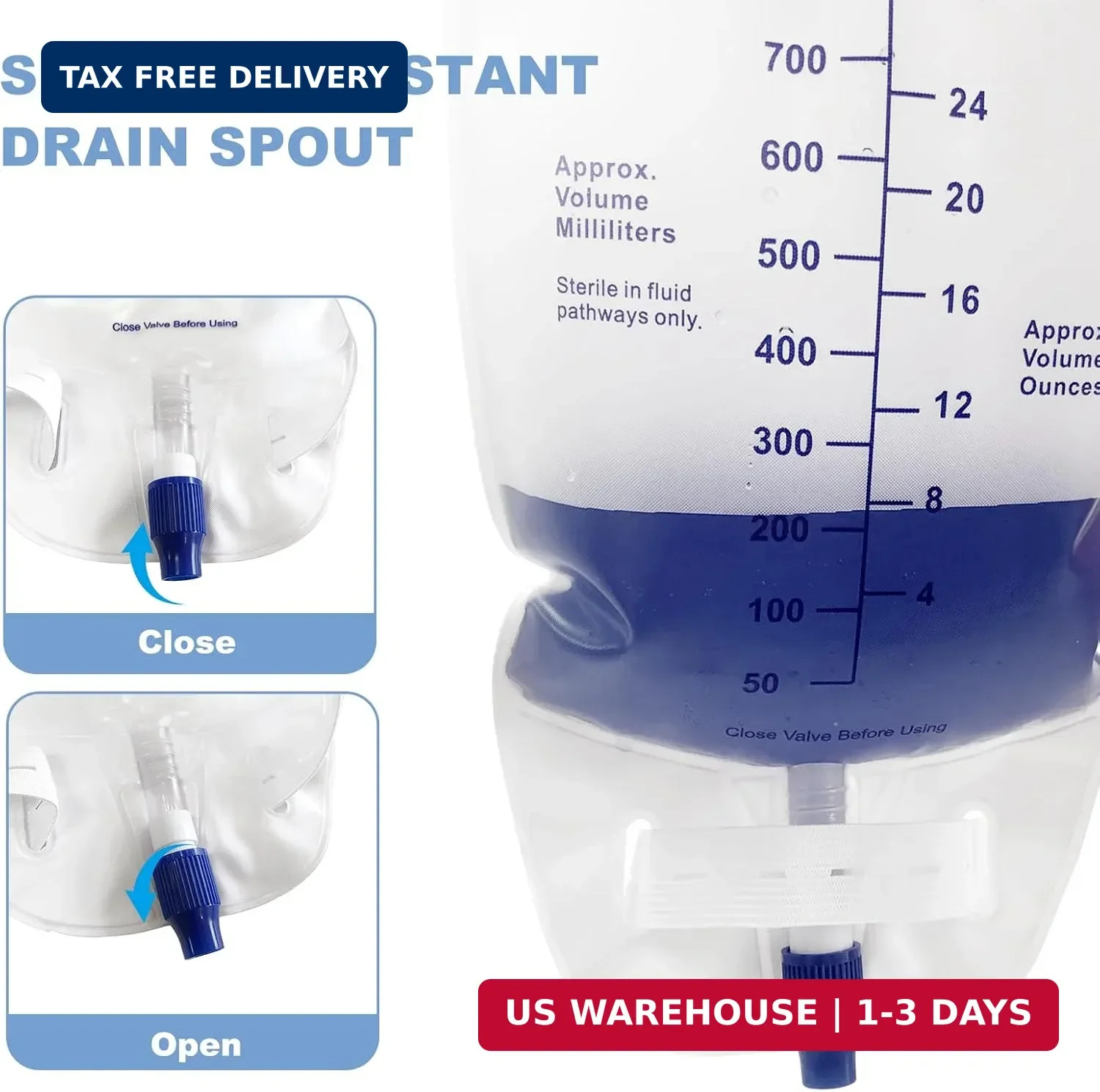 5 Pack Leg Bag Urinary Drainage Bag,1000 ml Catheter Leg Bag with 18″ Tubing,Adj