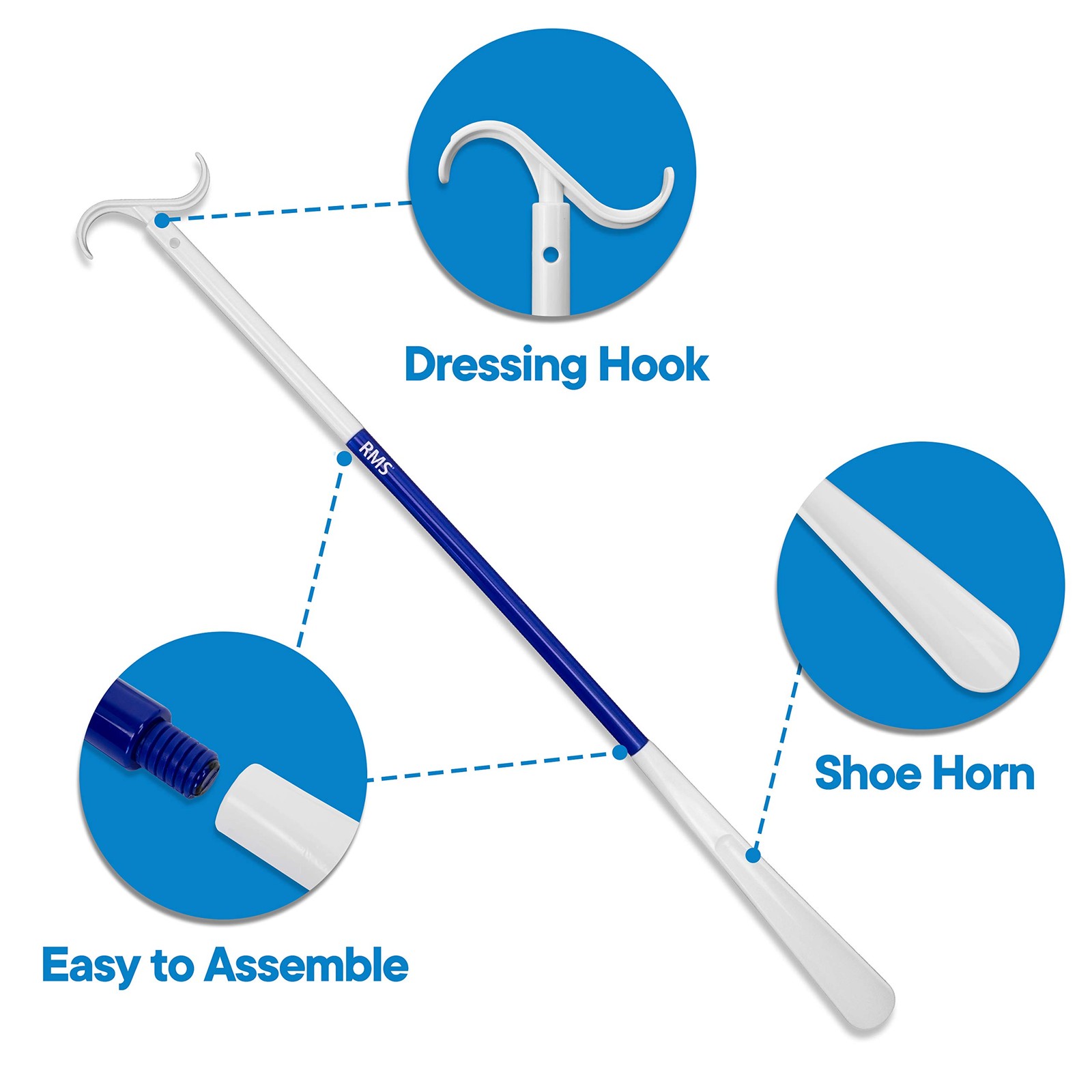 RMS 35.5 Inch Extra Long Dressing Stick Aid for Shoes, 1 Count (Pack of 1)