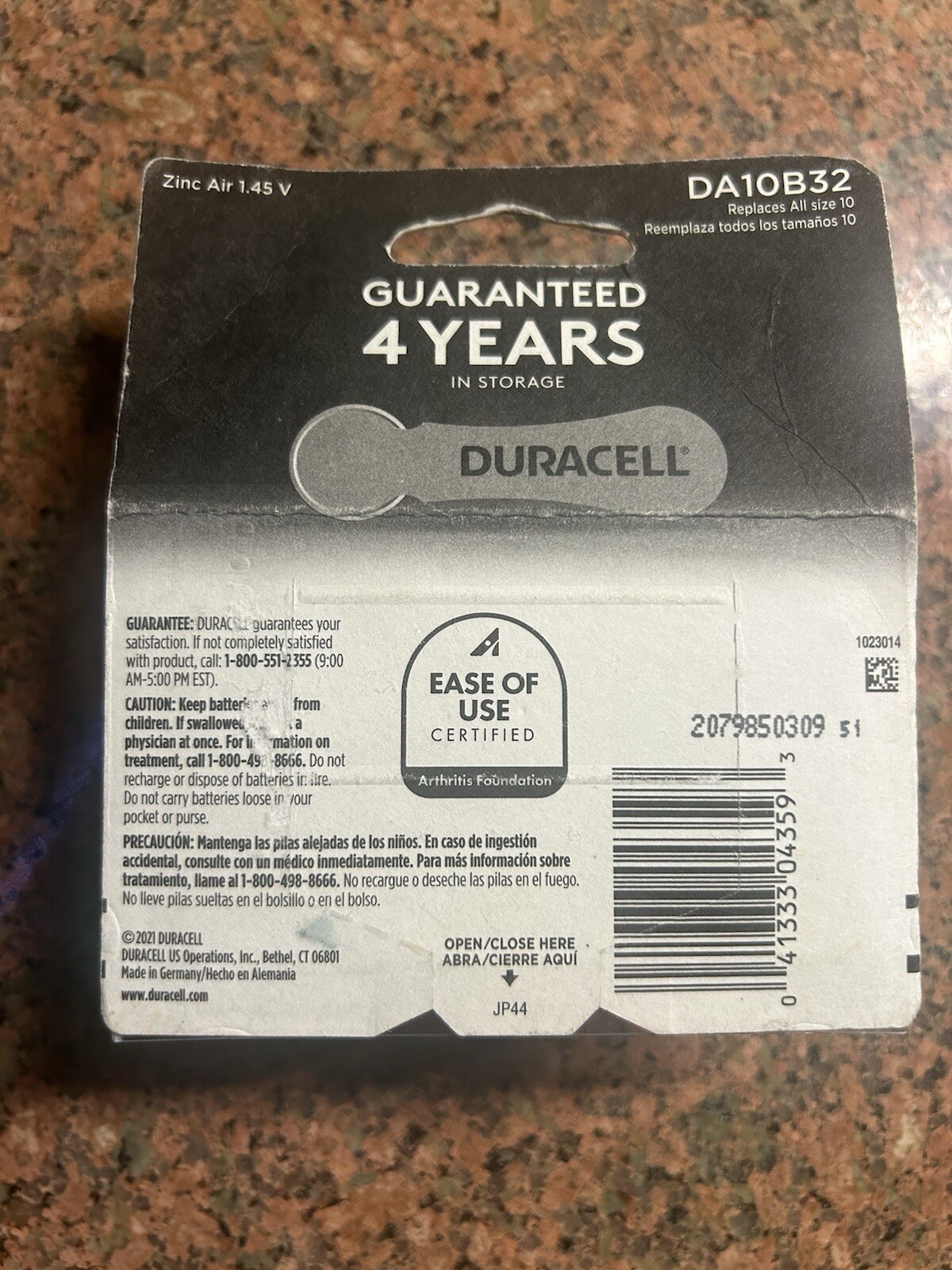 DURACELL. Zinc Air 1.45 V.DA10B32.Brand New.32 Batteries. Exp.mar 2026