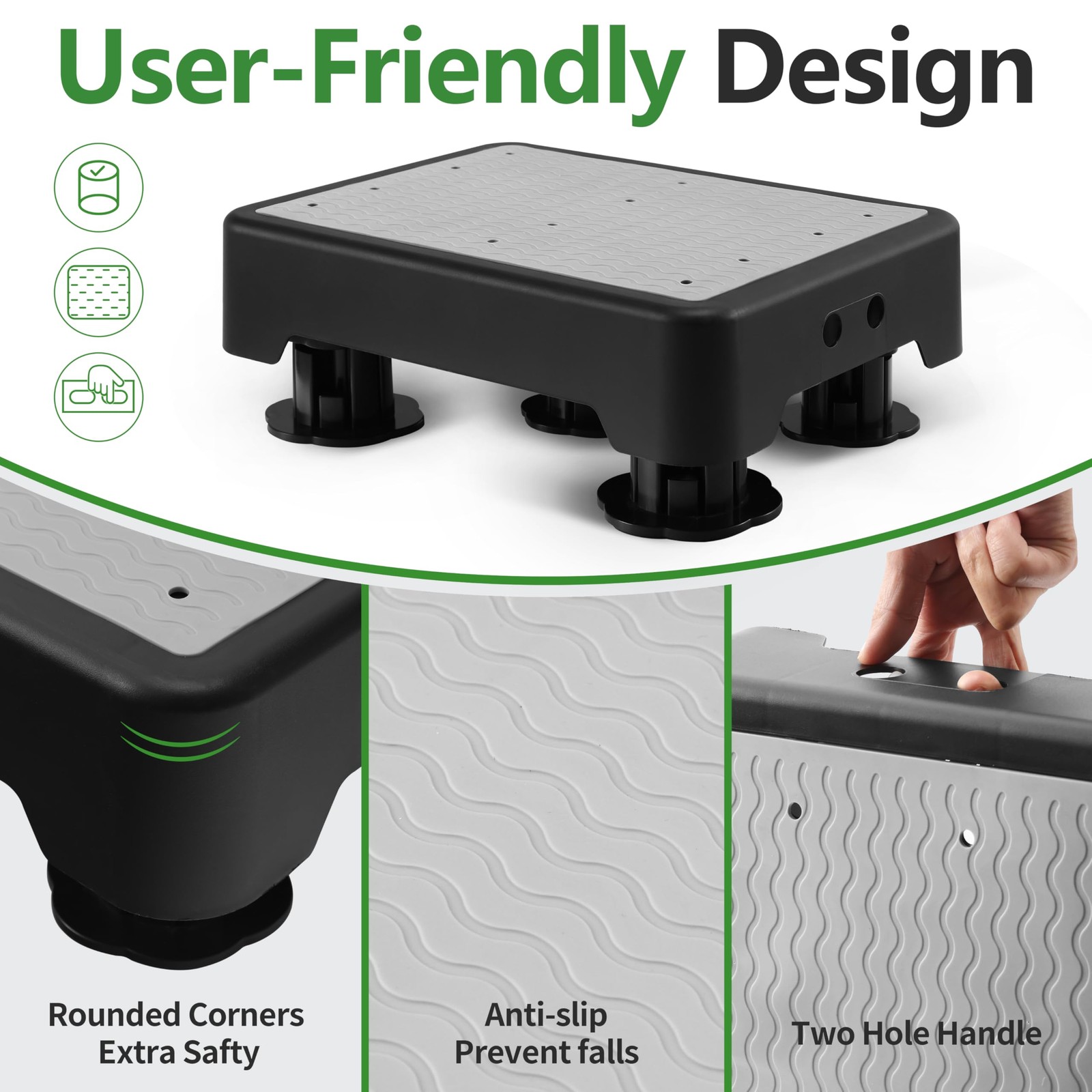 Adjustable Step Stool for Adults & Seniors, 650LBS Heavy Duty Bed Step for Hi…