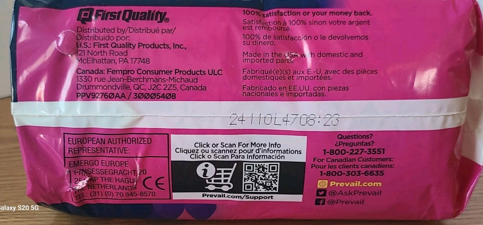 New Prevail Daily Incontinence Bladder Control Pad Long Moderate Abs #4 16 Ct