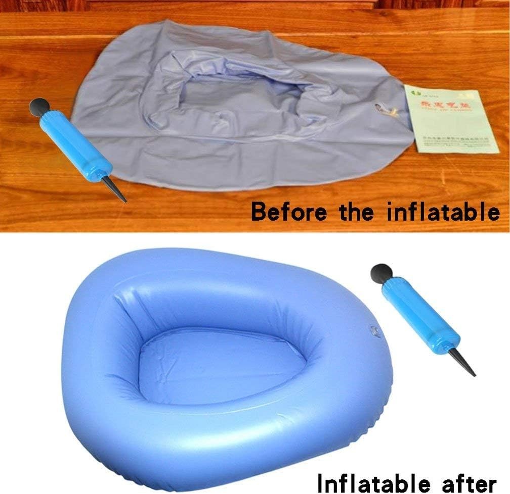 Bigger Washable Portable Air Inflation Blue Bed Pan Bedridden Elderly Inflatable