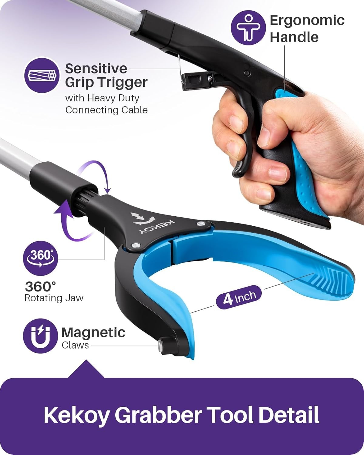 Ergonomic 26-Inch Reacher Grabber with 4-Inch Claw – Empower Your Independence