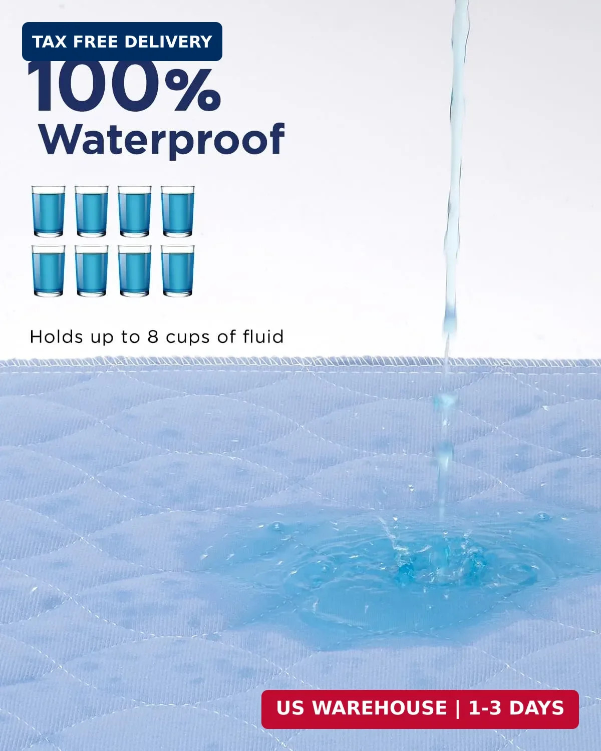 Washable Bed Pads 36″ x 72″ – 2 Pack, Blue, Waterproof Bed Pads for Incontinence