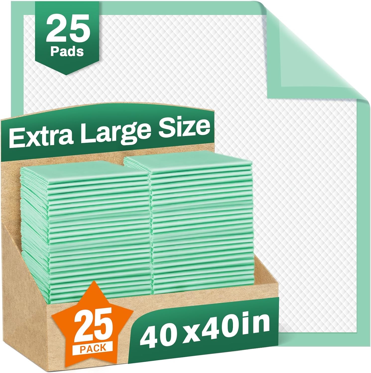 MILDPLUS 40″x40″ Disposable Bed Pads, 140g Super Absorbent Underpads, 25ct