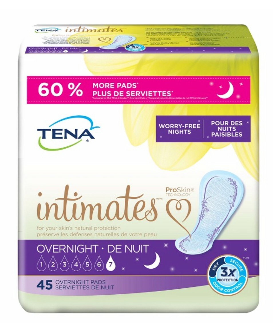 TENA Intimates Overnight Pads, Heavy, Bladder Control Pad, – Pack of 45