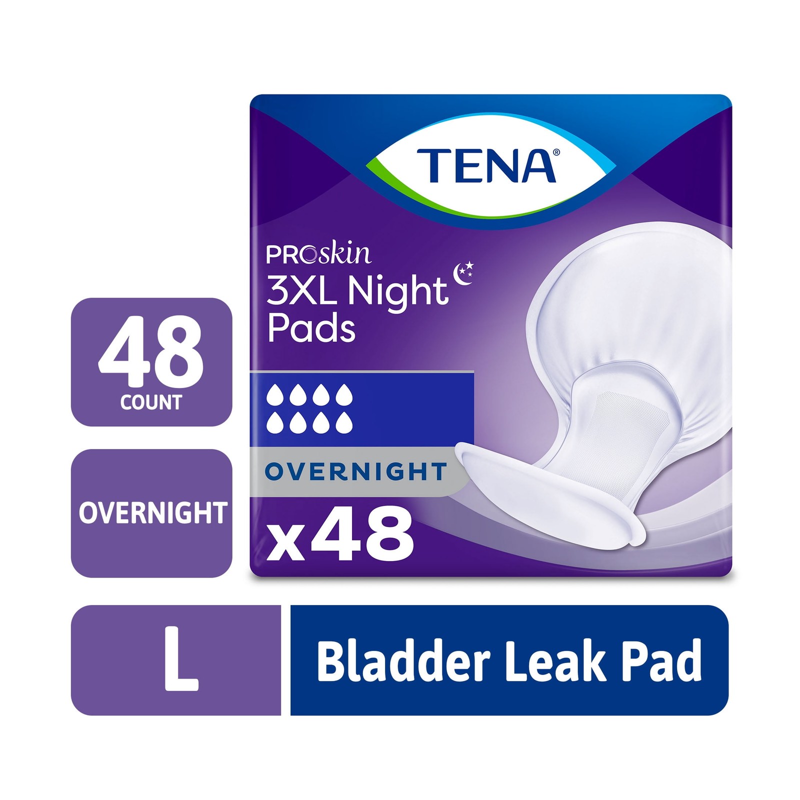 3XL Incontinence Pads for Women and Men, Overnight Absorbency, 48 Count