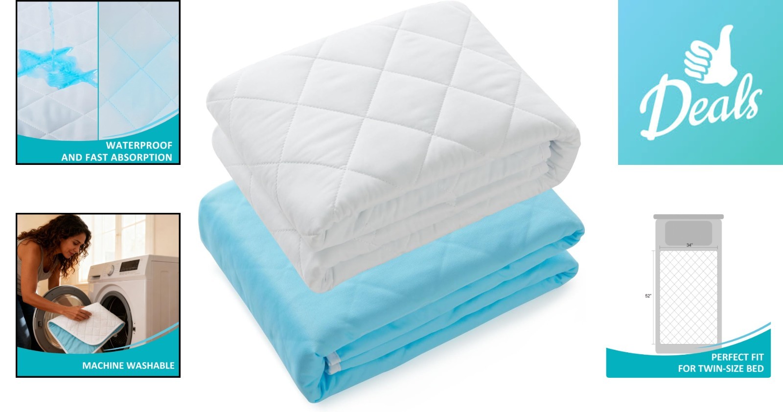 Comfortable, Machine-Washable Bed Pads for Incontinence – 34×52, 2-Pack Solution