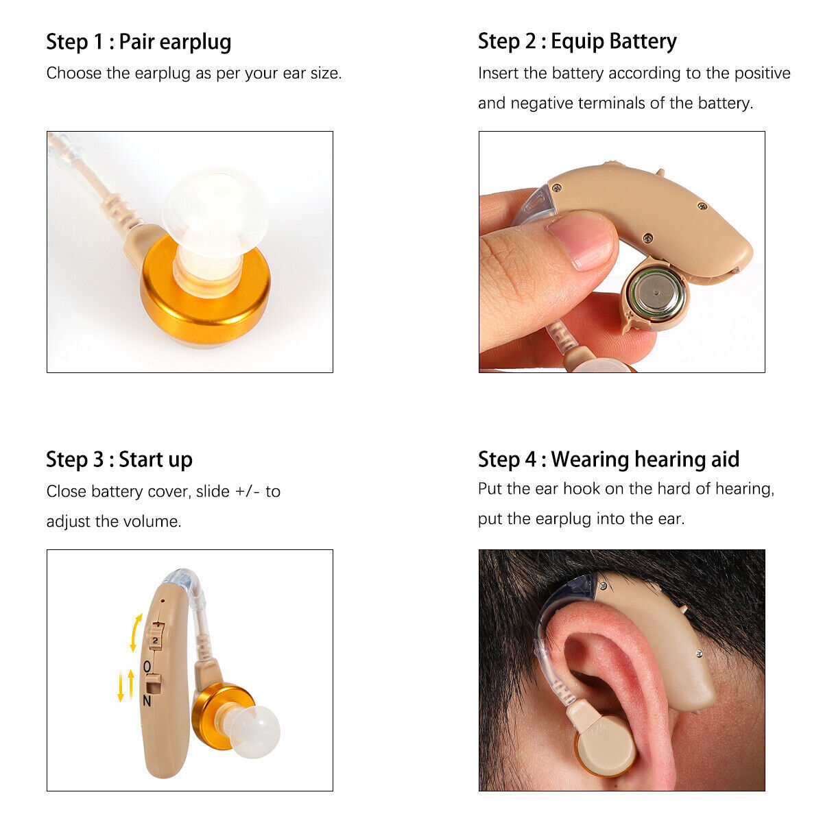 1 Pair Rechargeable Hearing Aids for Seniors & Adults with Noise Cancelling Dig