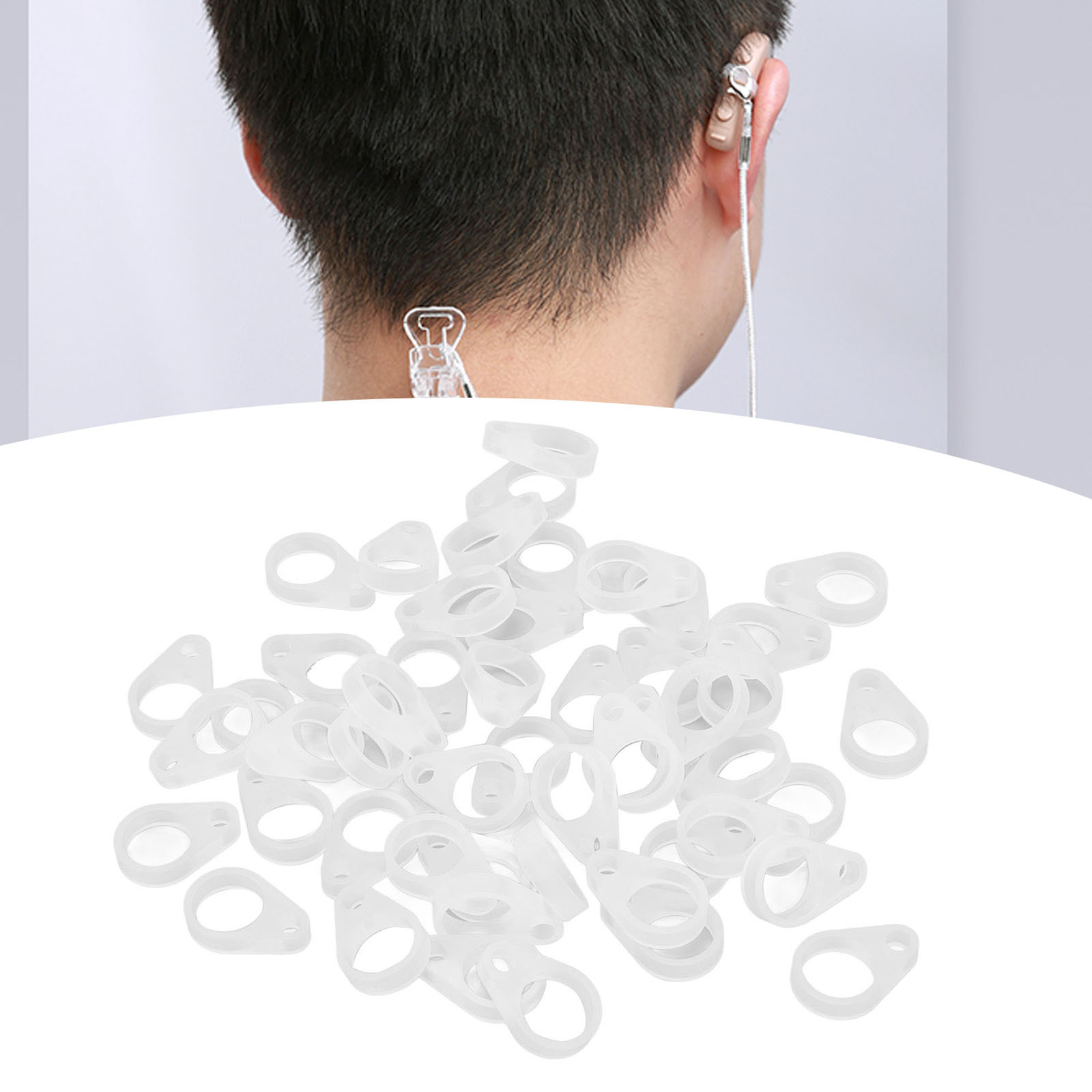 50Pcs Hearing Aid Silicone Loop Flexible Replacement Hearing Aid Clip Adaptor S