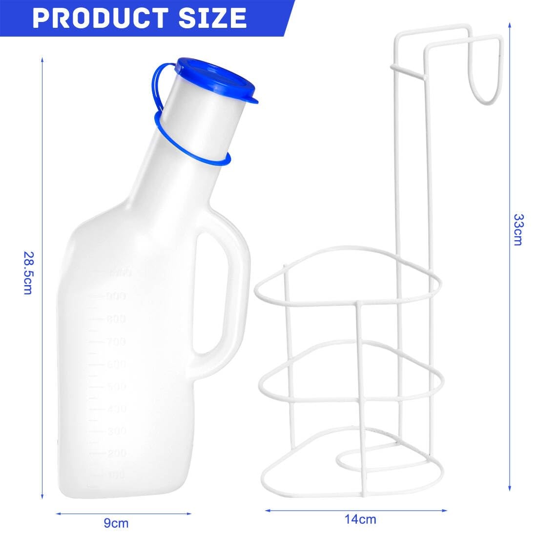Portable Urinal Bottle 32oz 1000mL Spill Proof Male Pee Container – Travel