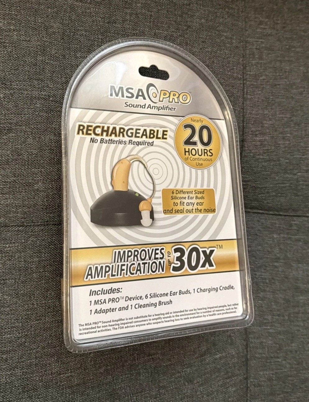 MSA Pro Sound Hearing Amplifier Rechargeable – Beige (1109351) – Sealed NEW