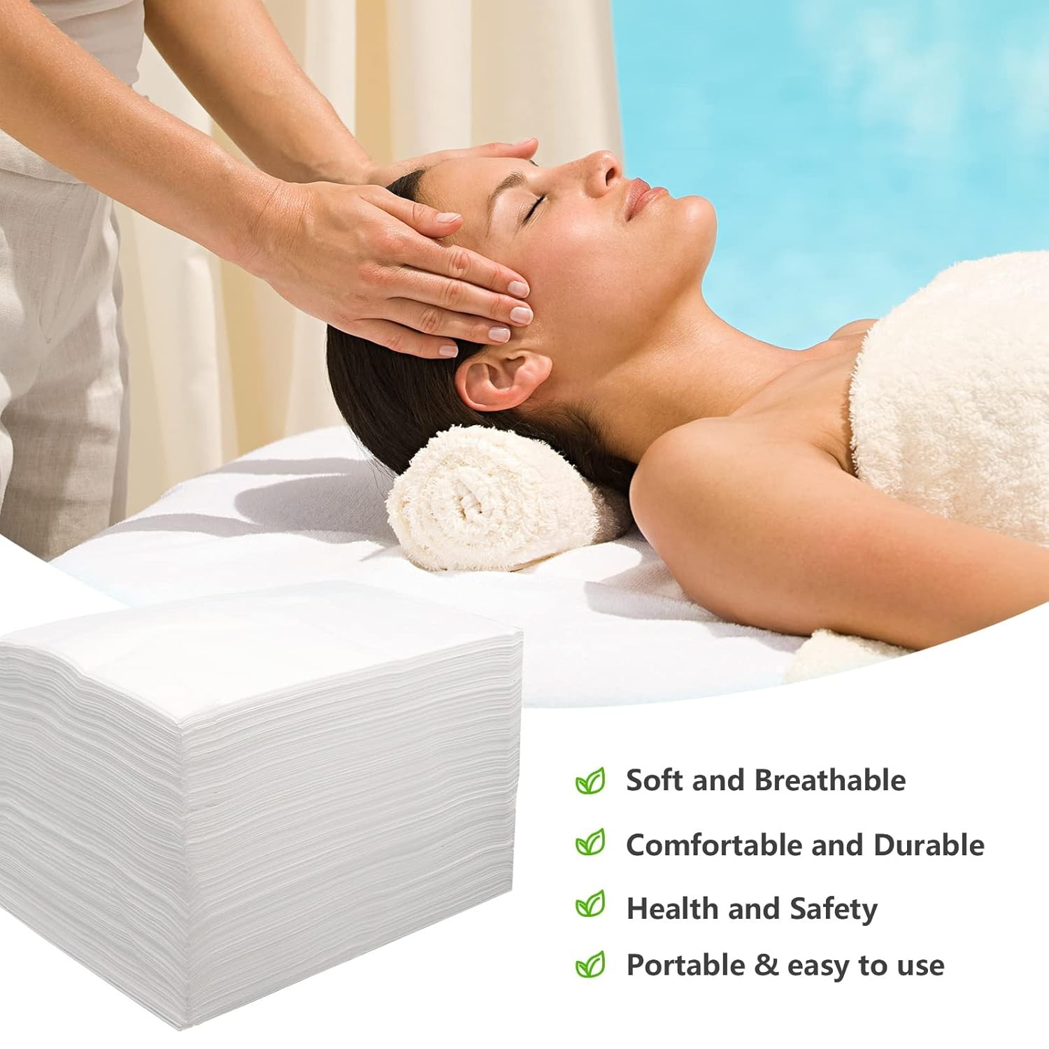 100pcs Massage Table Sheets, Disposable Bed Sheets Soft Non woven White-100PC