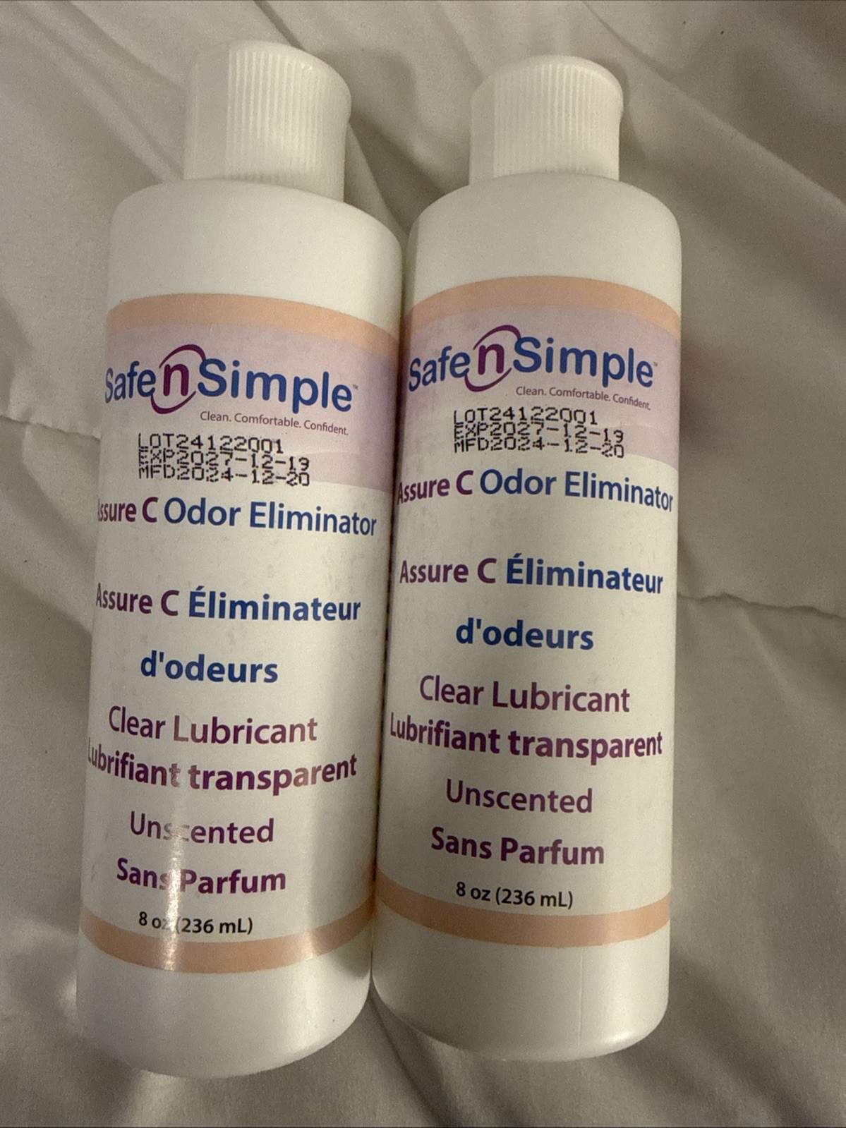 2 Safe n Simple Assure SNS41408 Odor Eliminator Clear Lubricant 8 oz Exp 2027