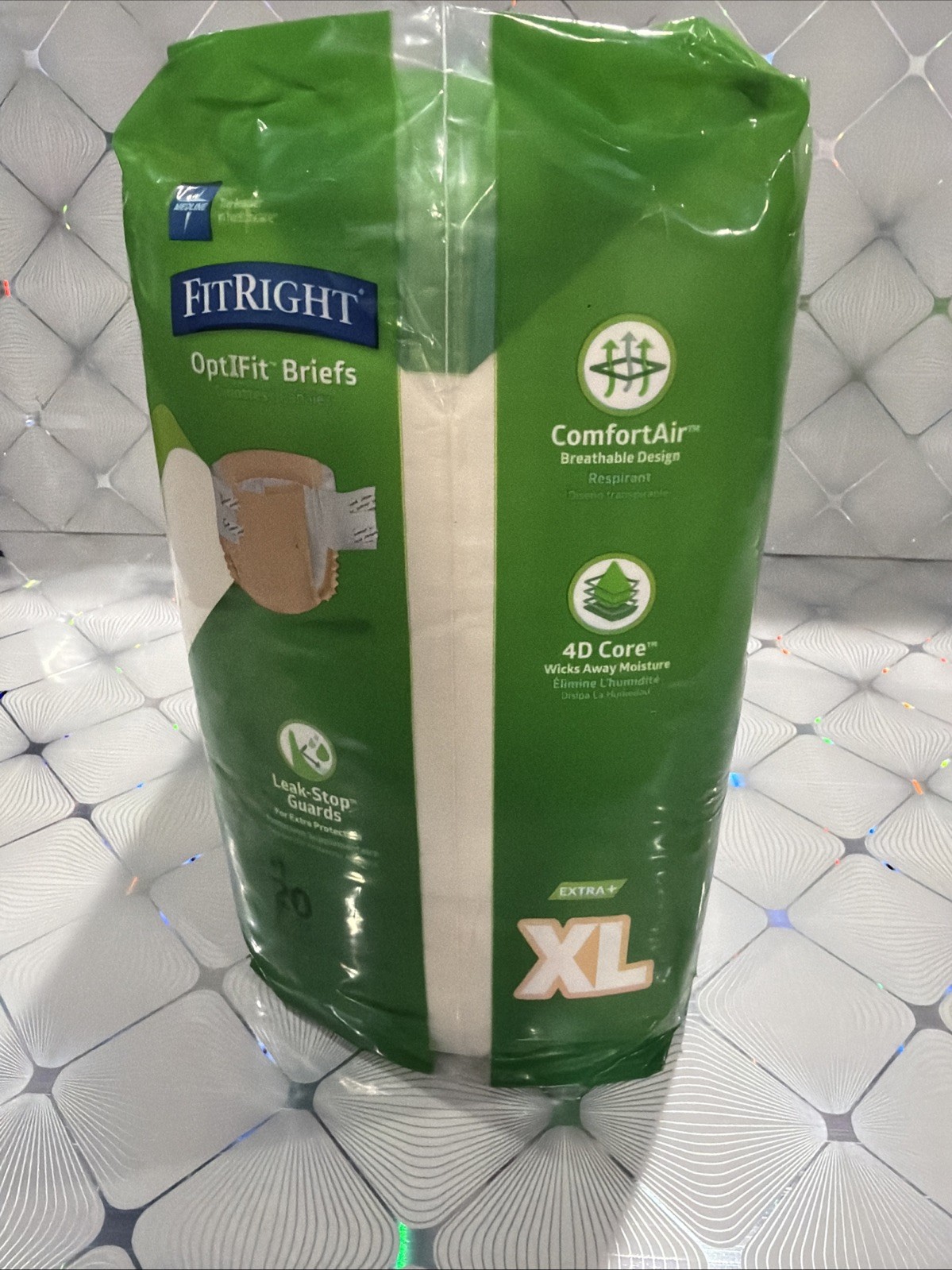 FitRight OptIFit Adult Briefs ULTRA with Leak-Stop Guards XL 20 Count per bag