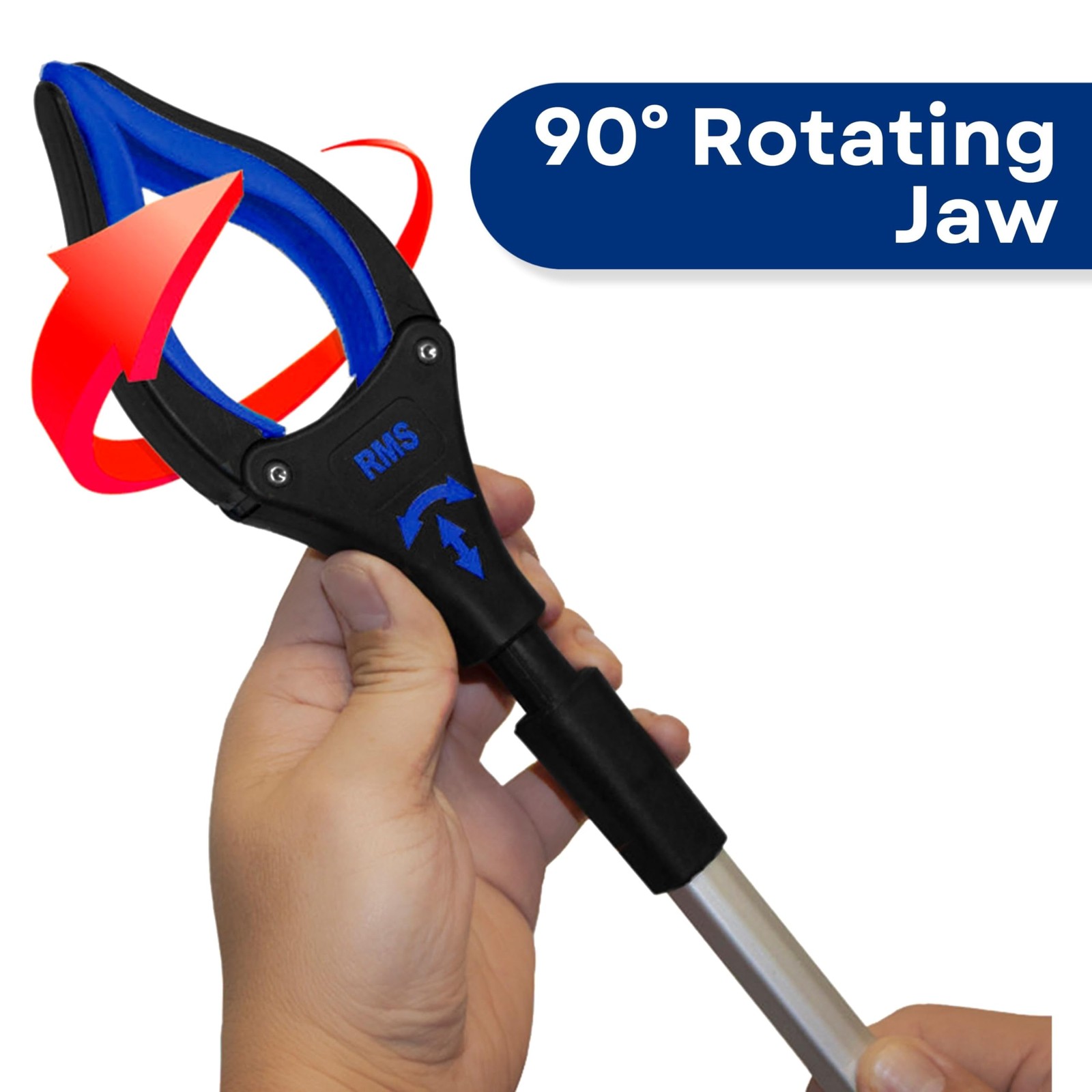 RMS 2-Pack 32 Inch Extra Long Grabber Reacher with Rotating Jaw – Blue