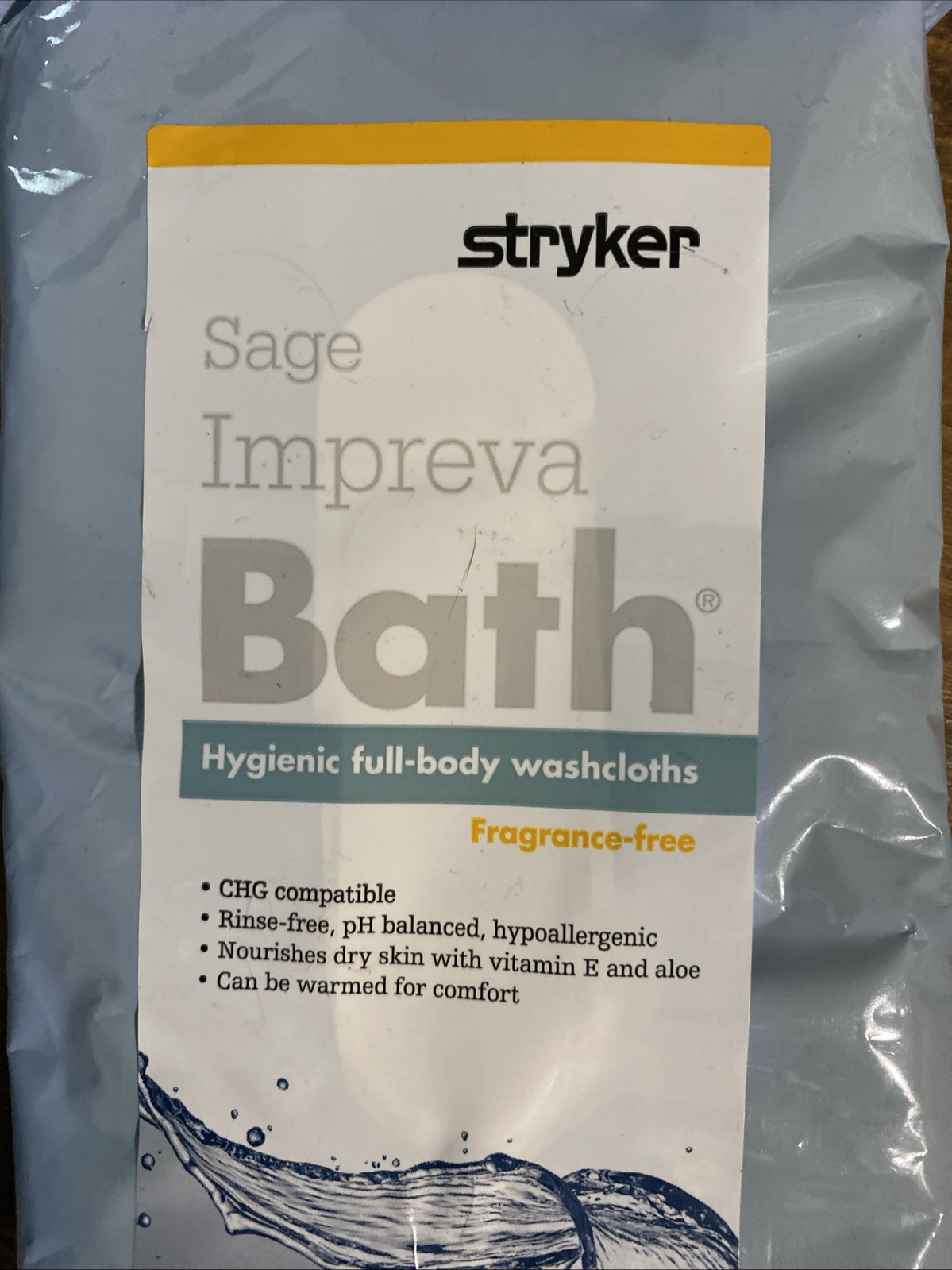 2 pks of 8 Stryker Sage Bath Hygienic Full-Body Washcloths Fragrance Free #7988