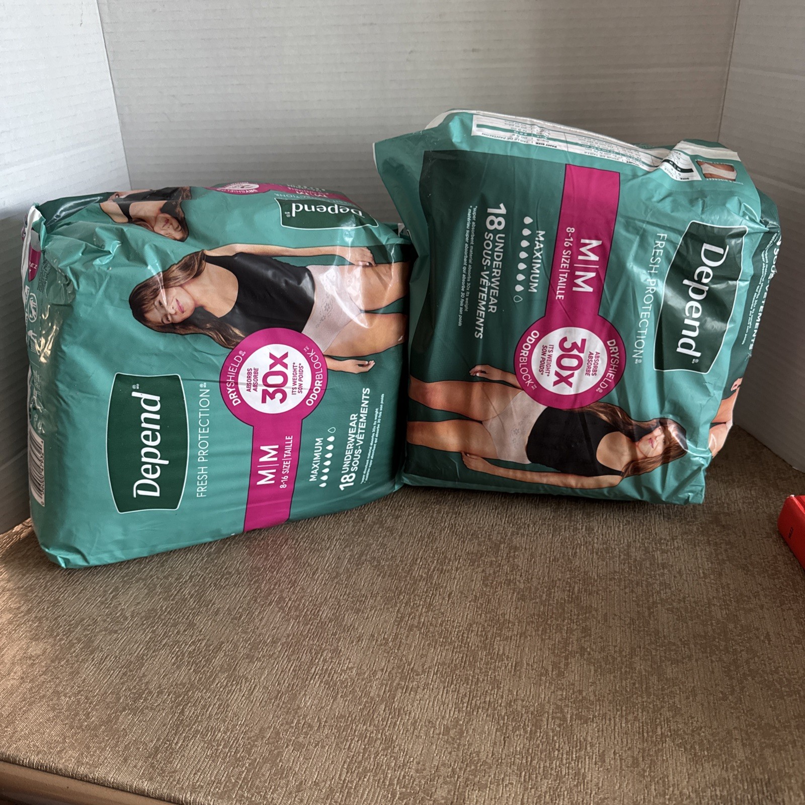 2 Packs! Depend Disposable Underwear Female Medium 18 Ct x 2