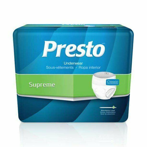 Presto Supreme Classic Underwear Small White, Case of 80 – AUB23010
