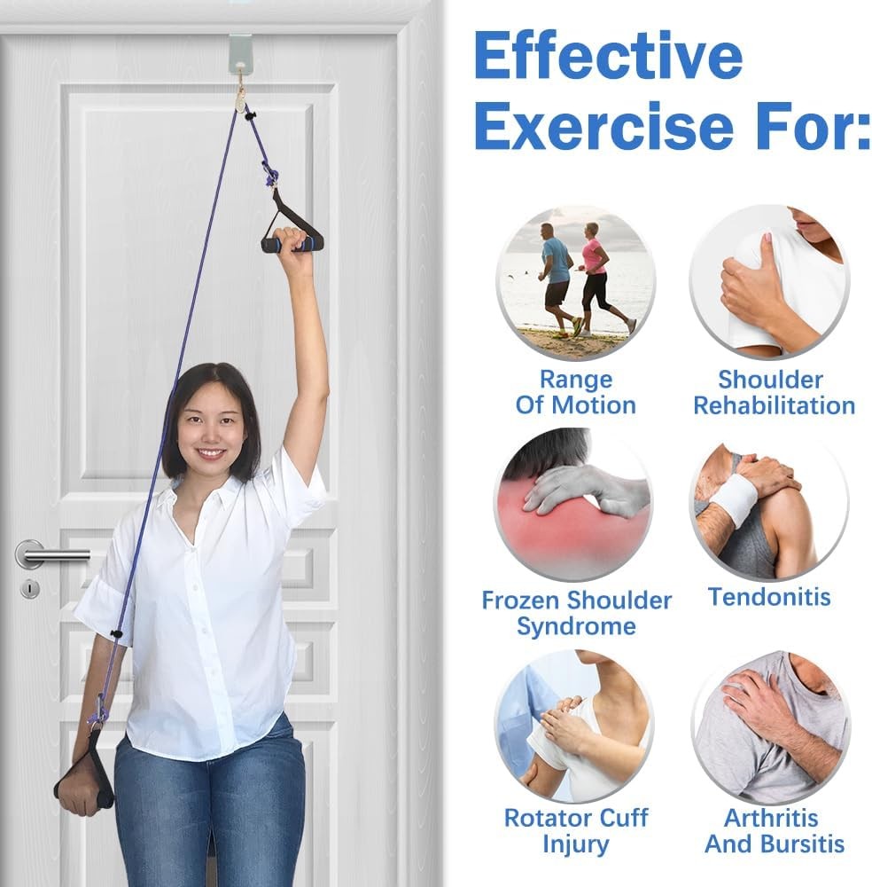 Shoulder Pulley for Physical Therapy, Pulleys Metal Bracket, Blue