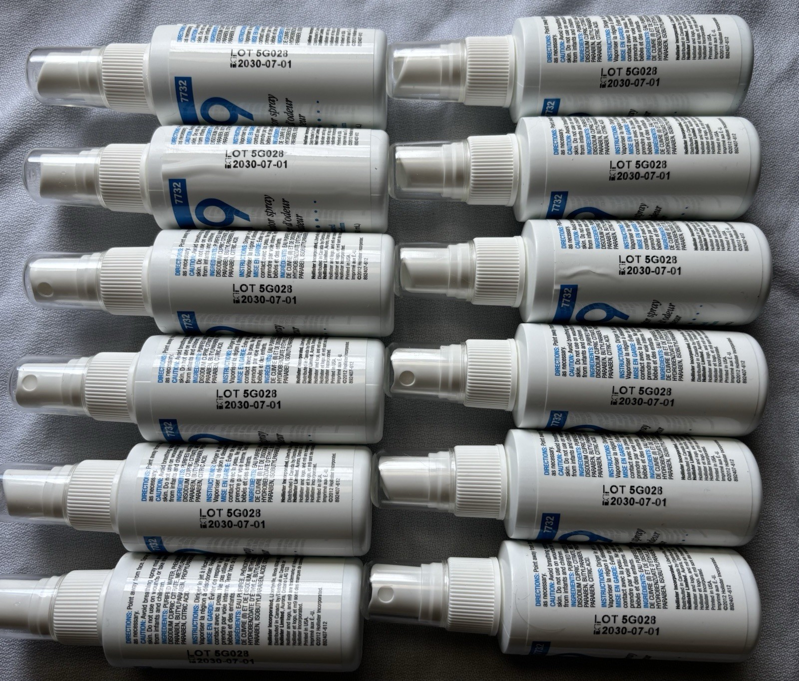 Lot Of 12 Hollister M9 #7732 Odor Eliminator Spray 2fl Oz Exp 2030