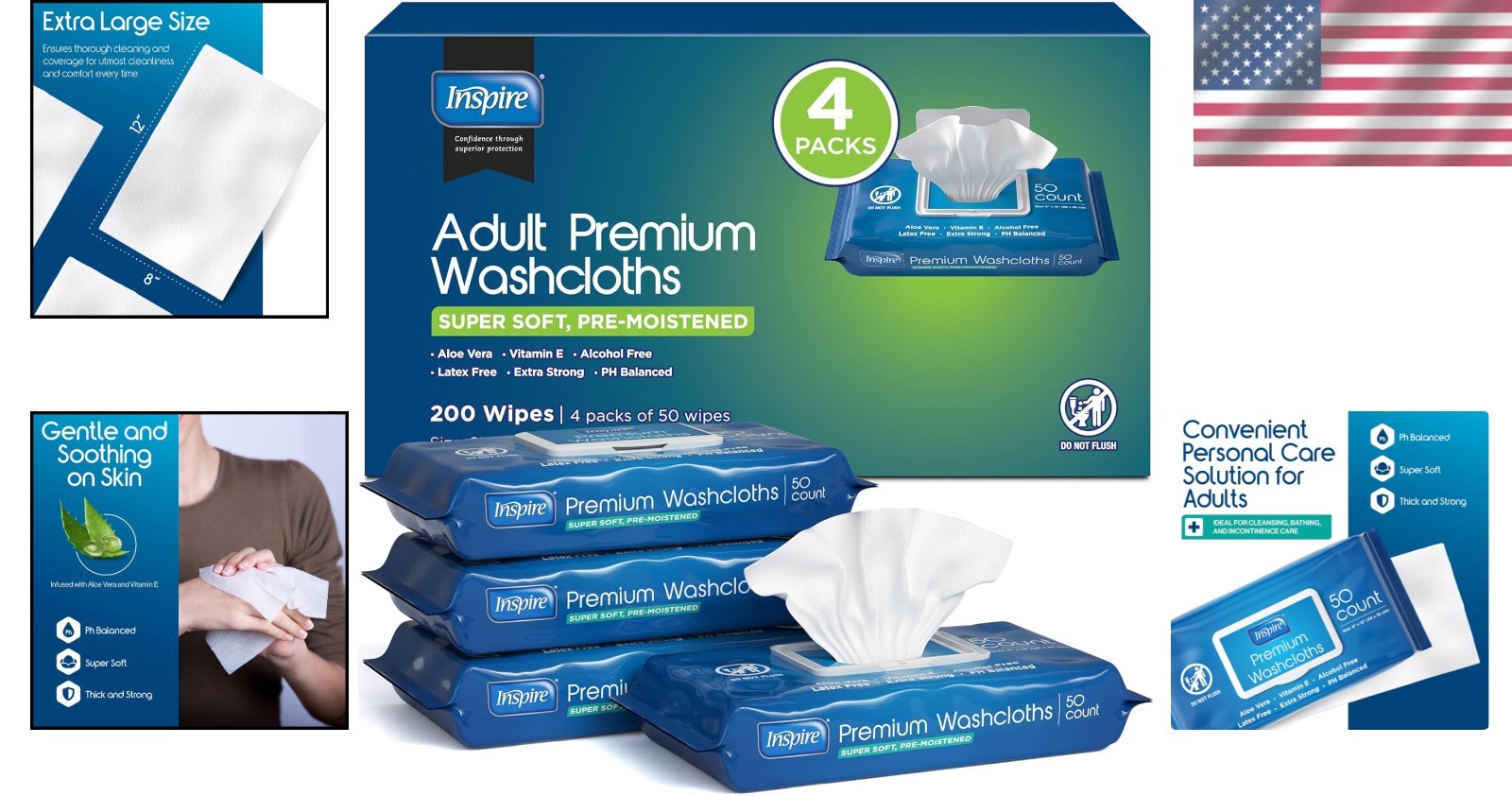 Thick Aloe Vera Adult Wet Wipes 200 Count – Perfect for Cleansing & Incontinence