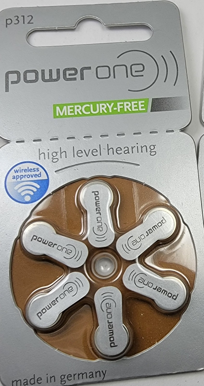 Power One Hearing Aid Batteries Size 312 Zinc Air Mercury Free 4 Pkgs. 24 Batt.