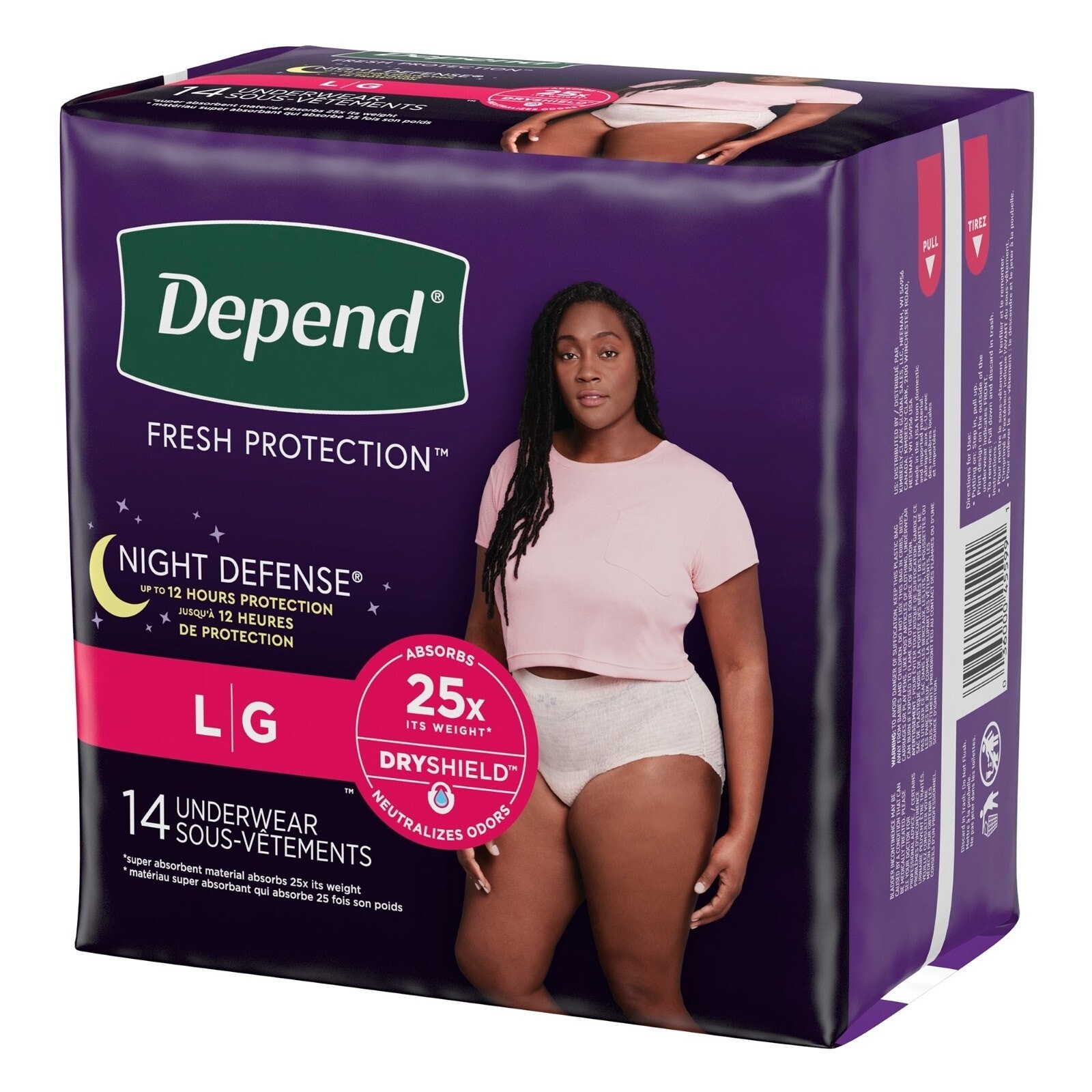 Depend Night Defense Incontinence Underwear for Women Adult Diapers L 14 Count