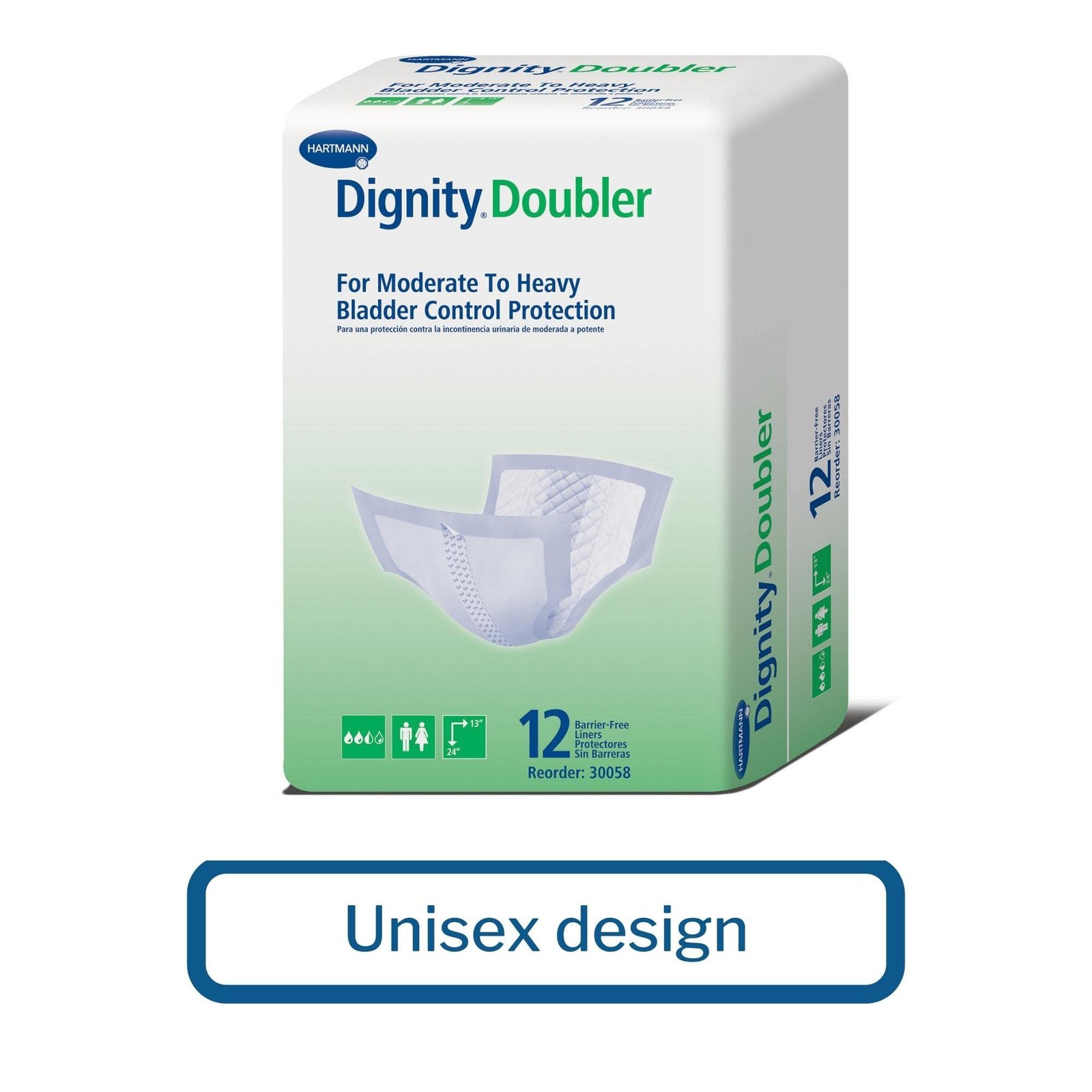 Dignity Doubler Bladder Control Booster Pads, Unisex, 13 x 24 in, 12 ct