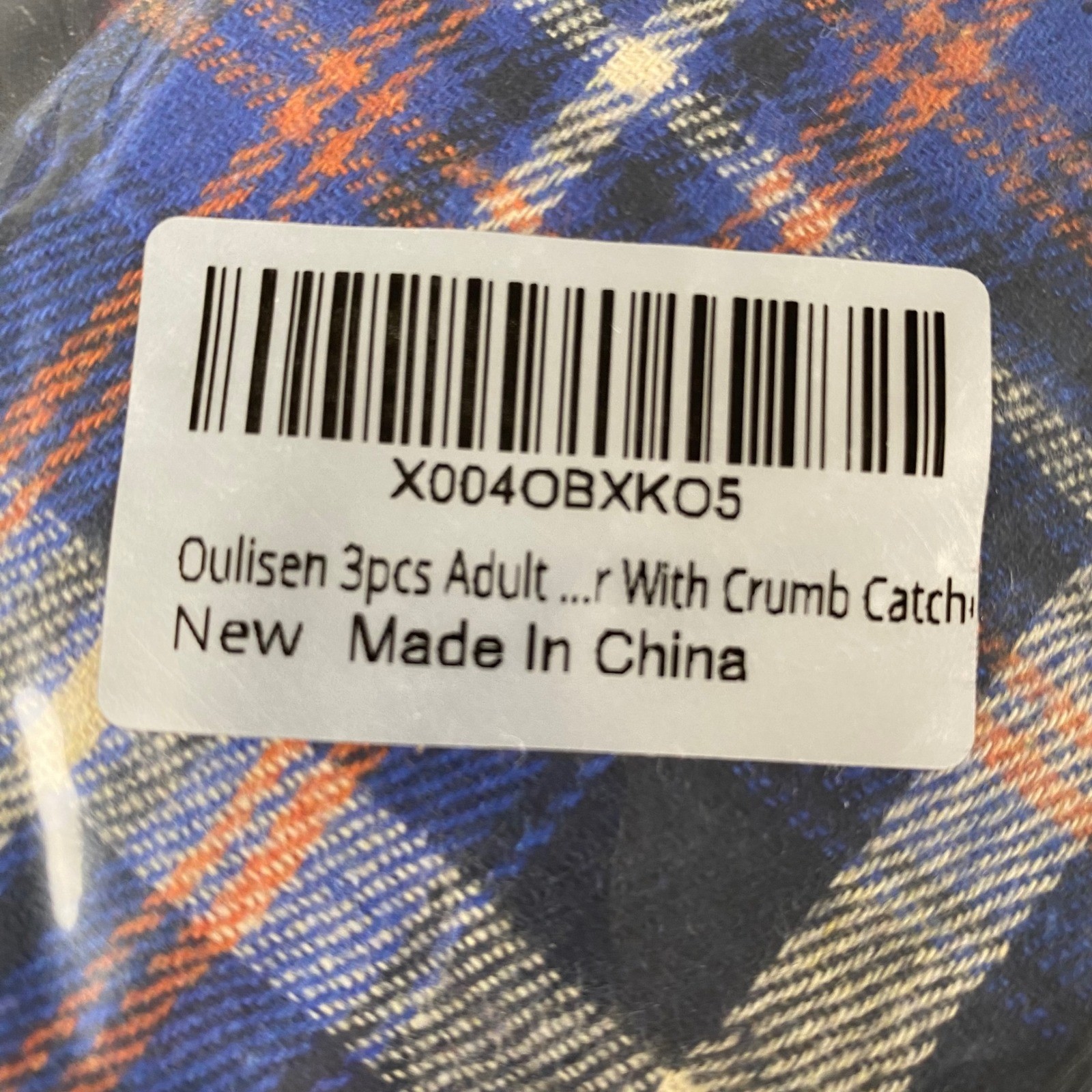 Oulisen 3 Pack Adult Bibs for Eating Waterproof Plaid with Crumb Catcher New 780