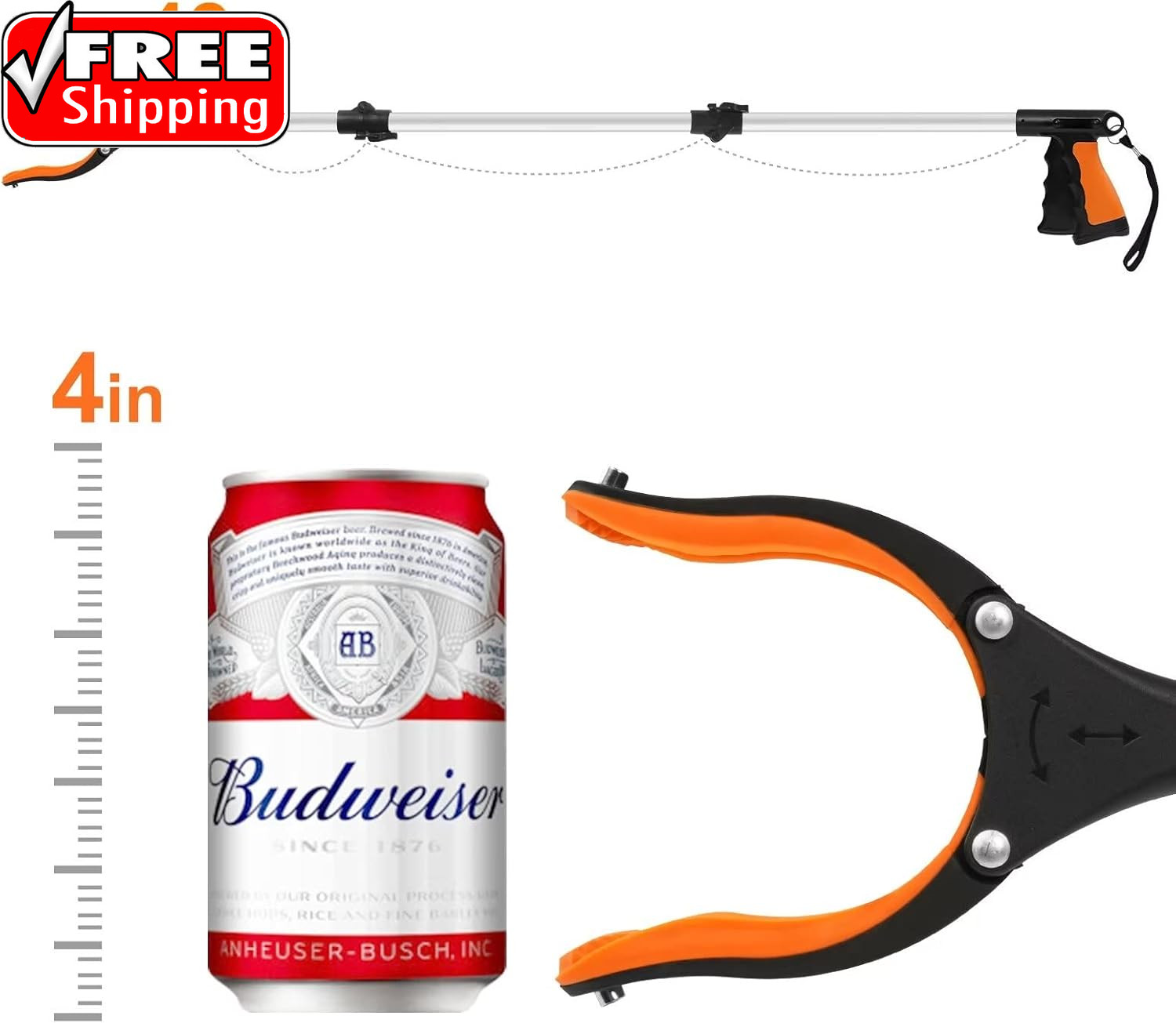 43″ Extra Long Grabber Tool, Foldable Grabbers for Elderly Grab It Reaching Tool